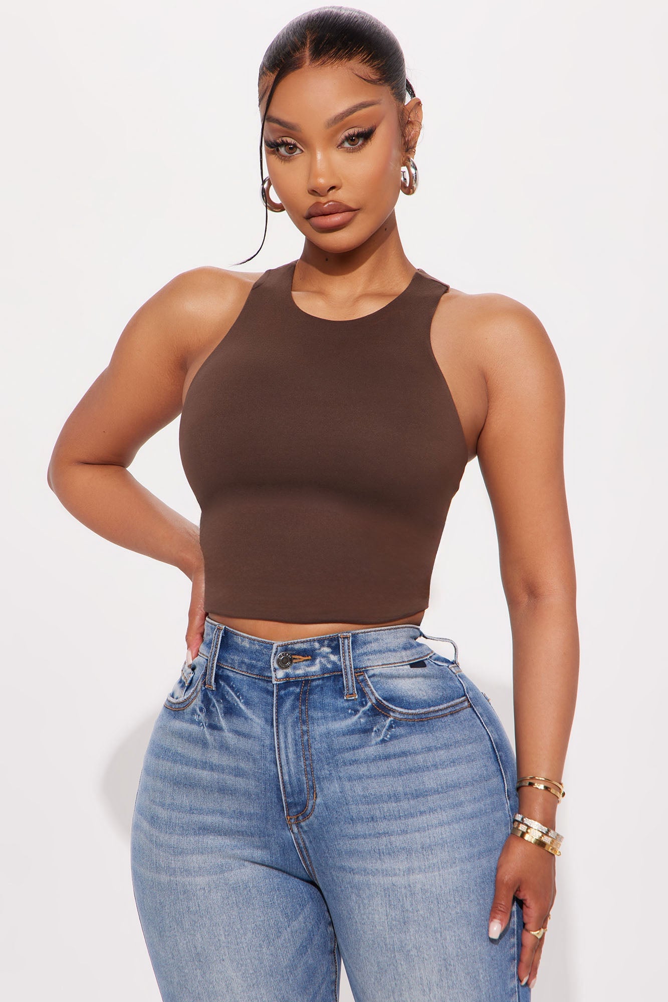 Jamie Double Lined Tank Top - Brown image 5