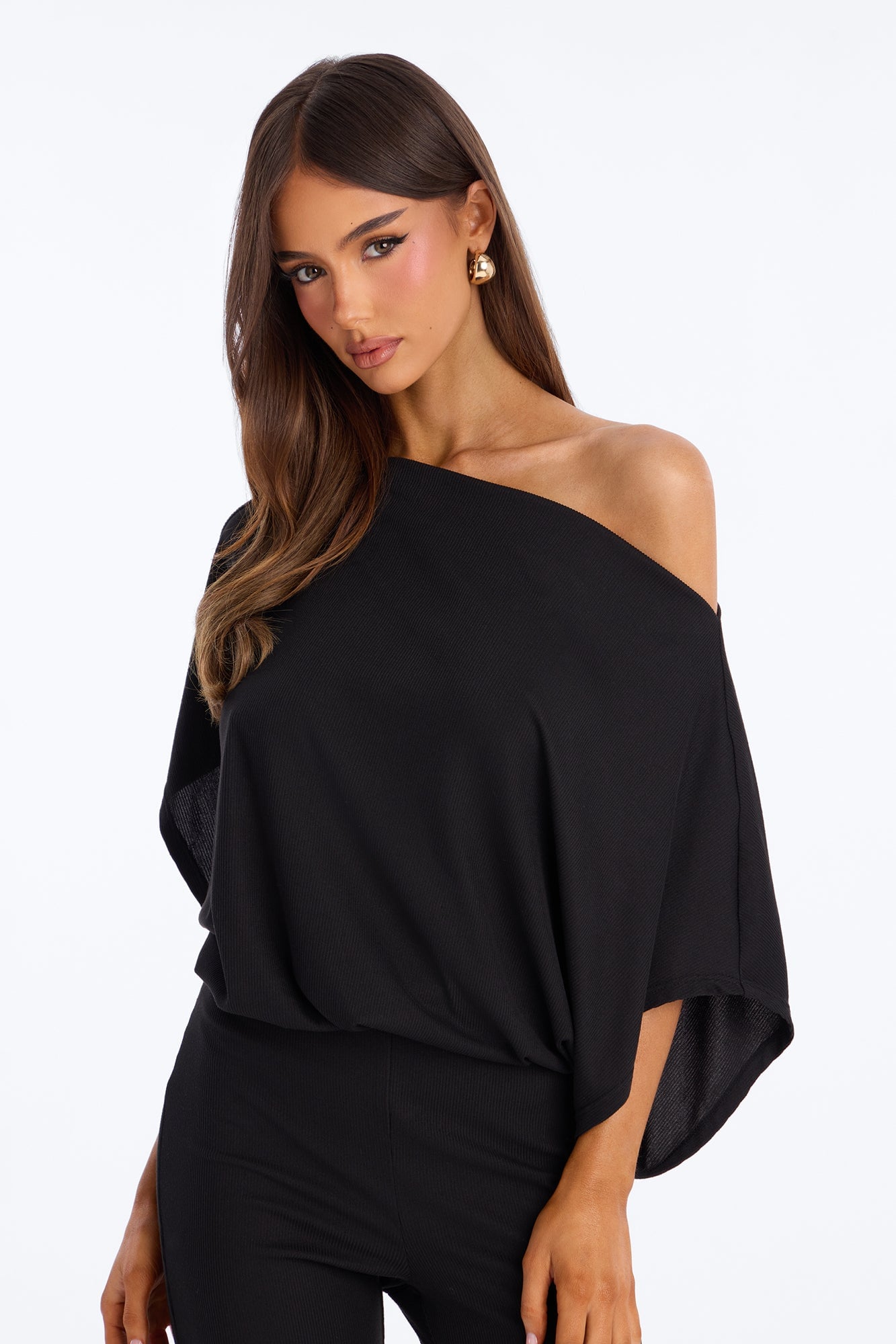 Kacee Off Shoulder Skinny Jumpsuit - Black image 5