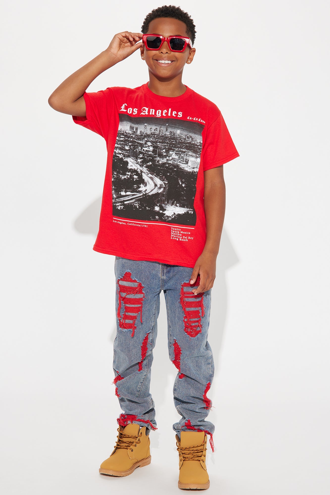 Mini LA City Lights Short Sleeve Tee - Red image 2