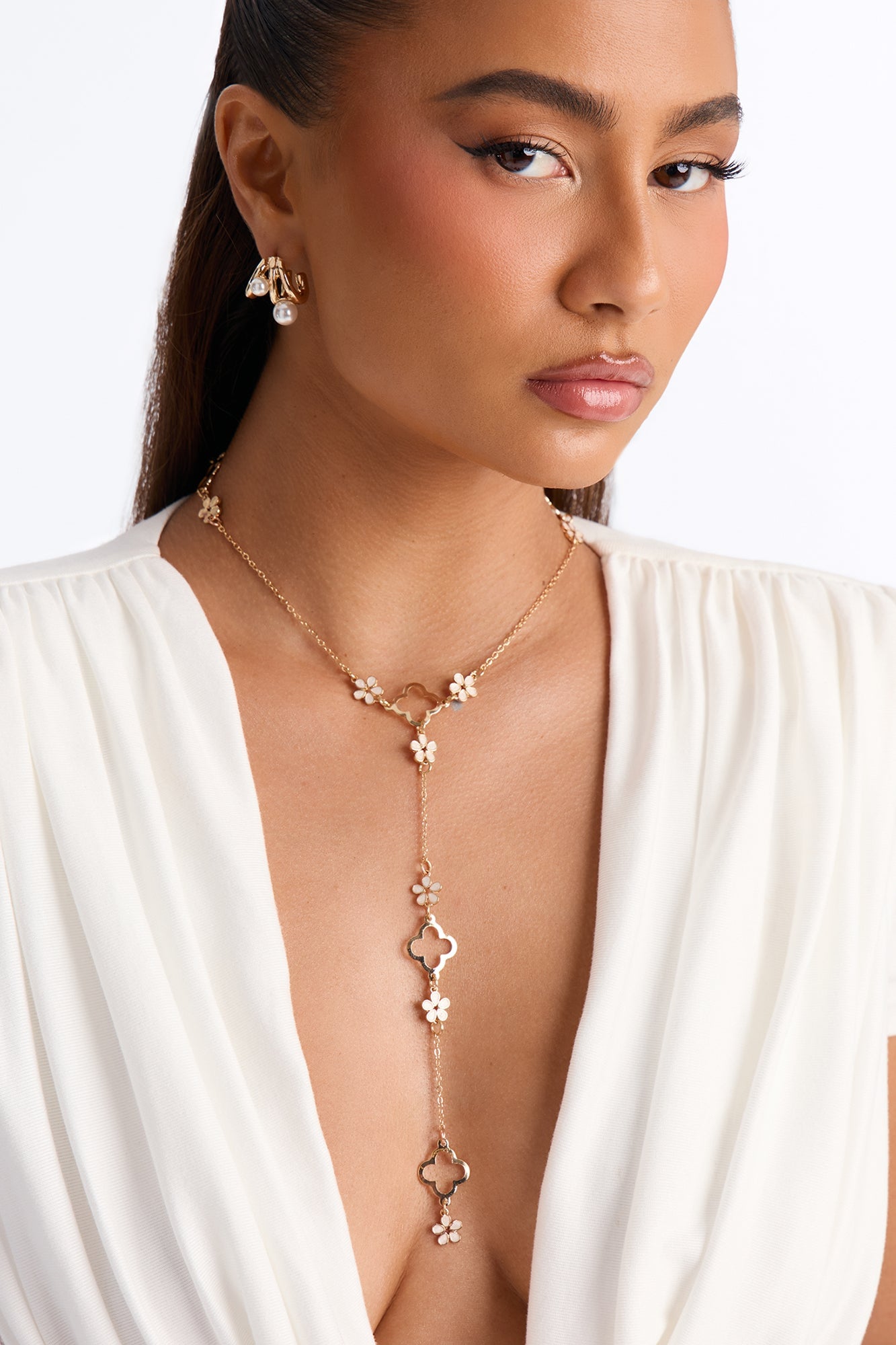 Petals Of Luck Lariat Necklace - Gold image 2