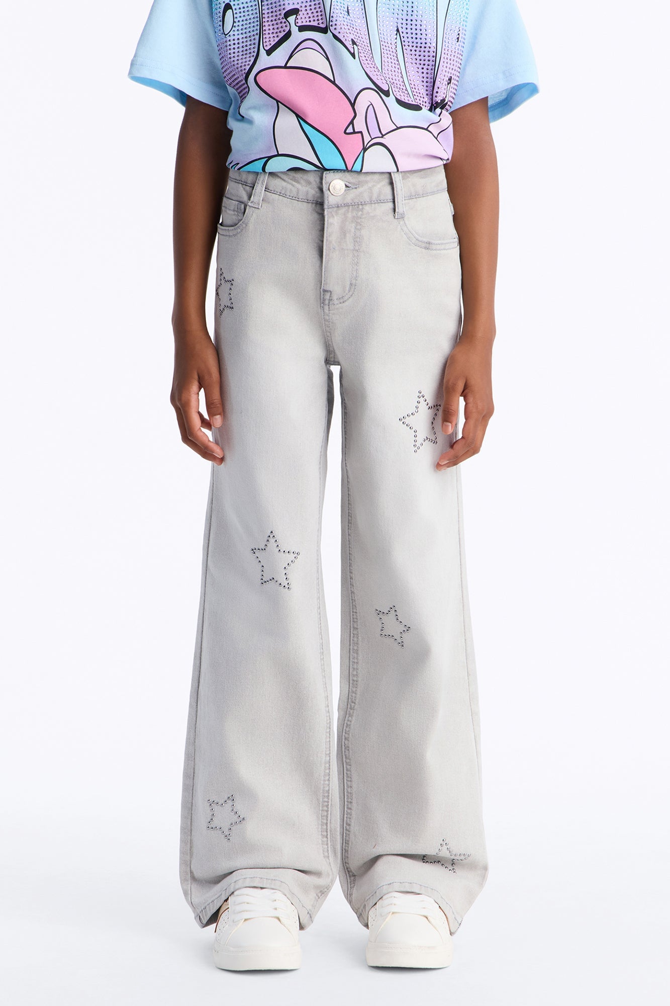 Mini Looking On The Bright Side Wide Leg Jeans - Grey image 2