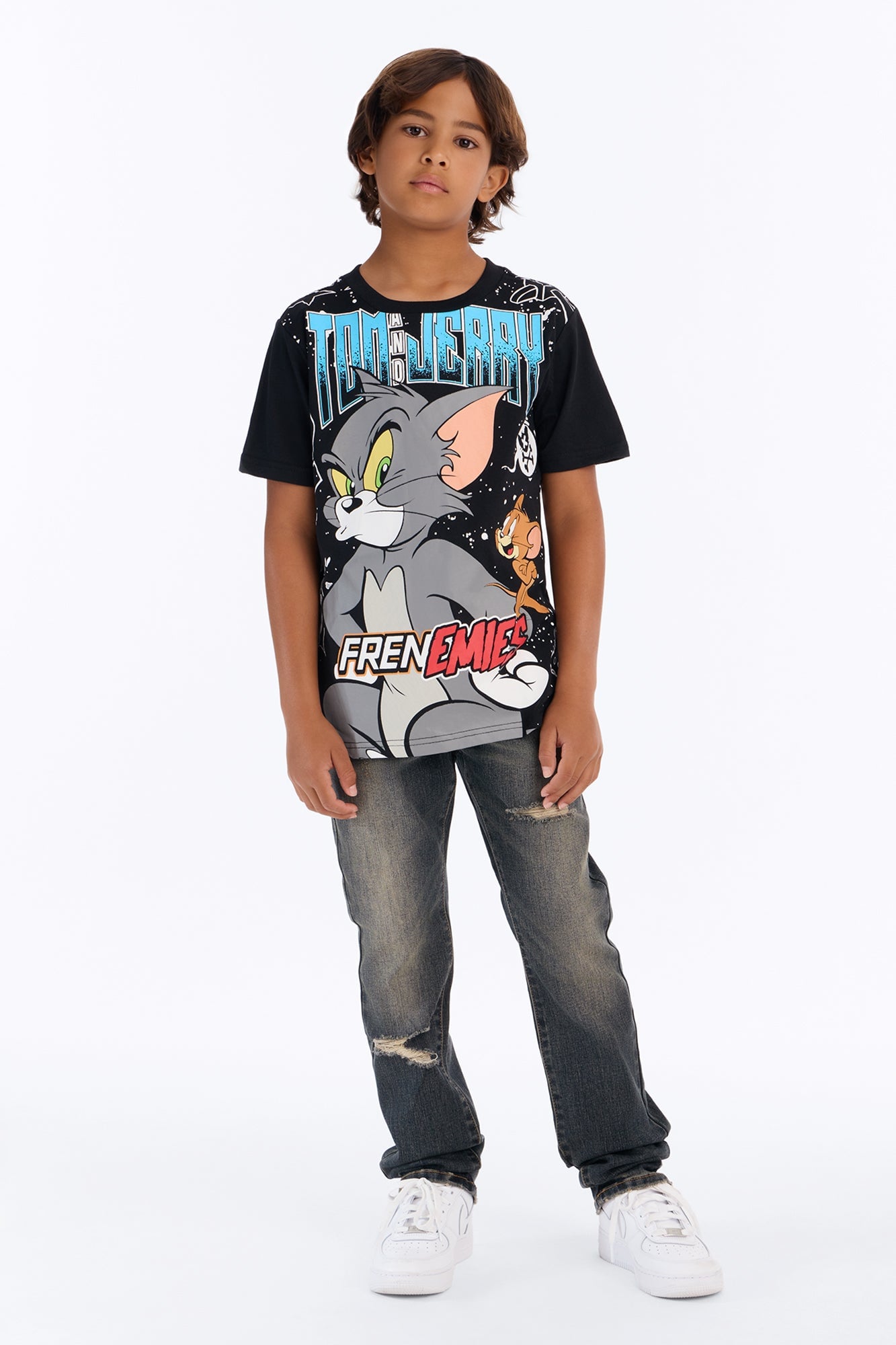 Mini Tom And Jerry Friend Or Foe Short Sleeve Front/Back Tee - Black image 4