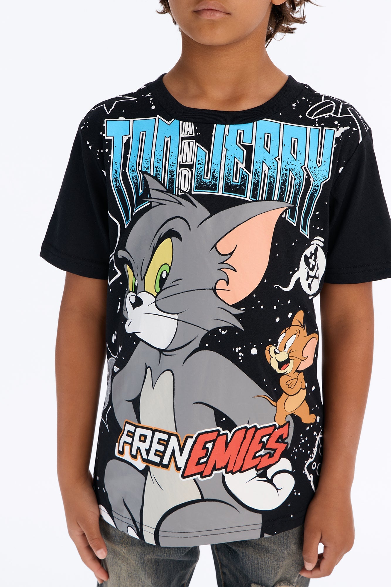 Mini Tom And Jerry Friend Or Foe Short Sleeve Front/Back Tee - Black image 3