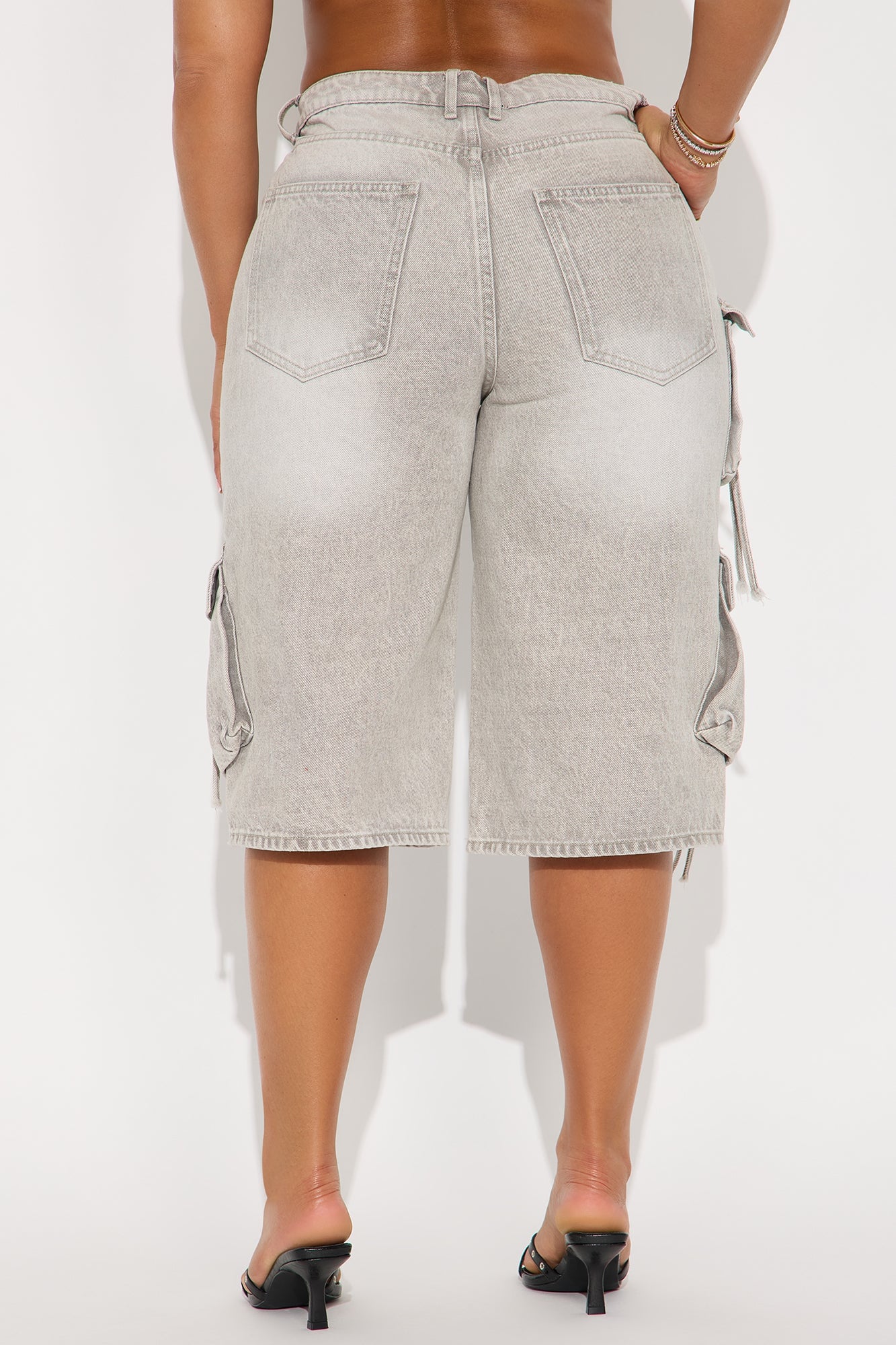 Precious Cargo Non Stretch Denim Jorts - Grey image 3