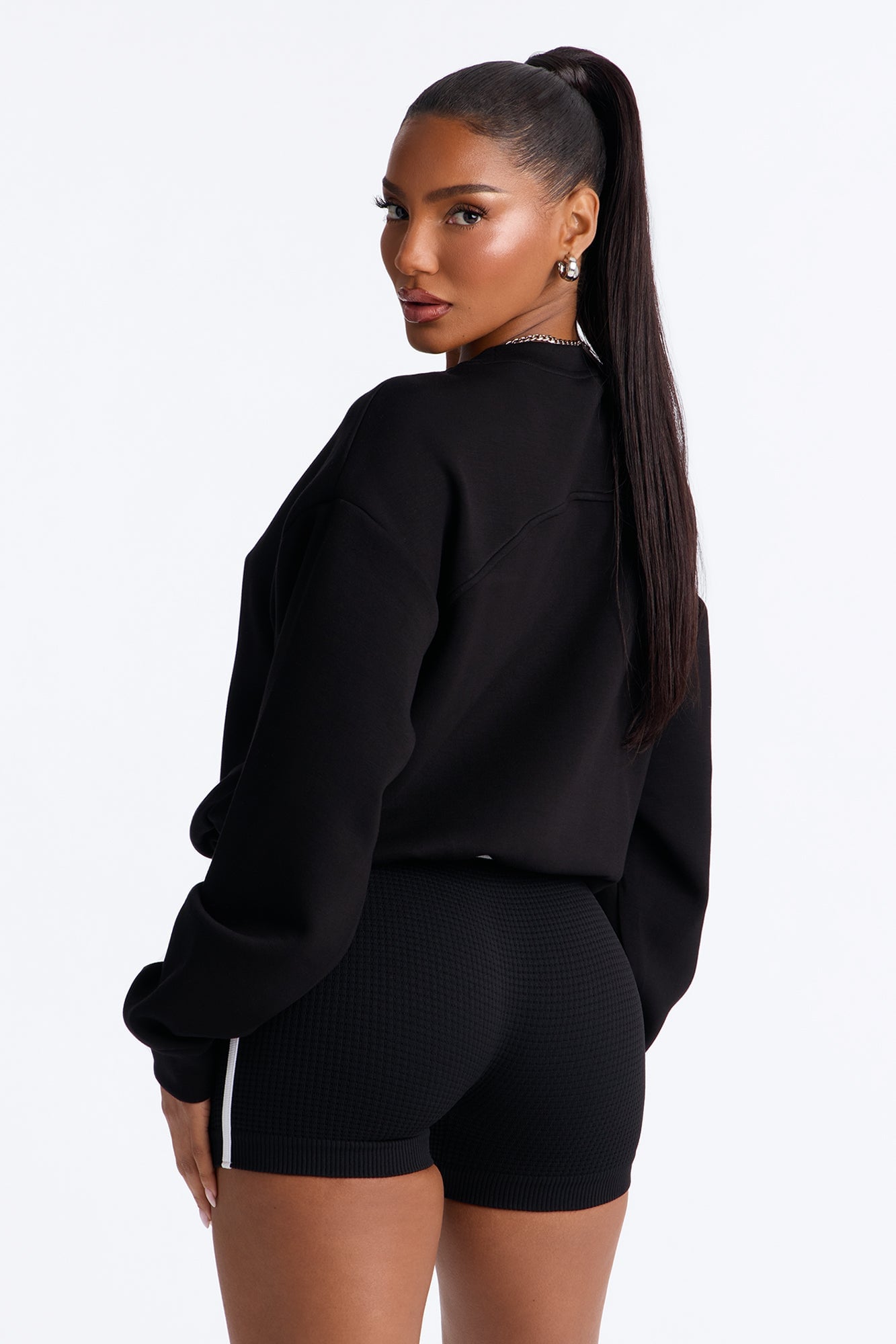 Bella Scuba Lounge Bubble Hem Sweatshirt - Black image 4