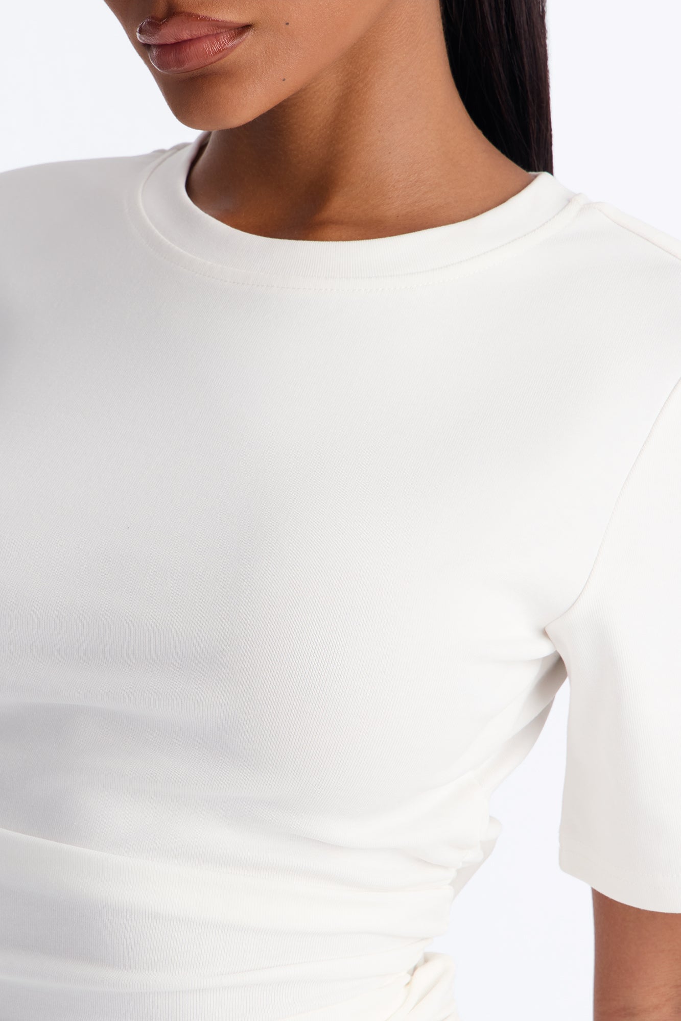 Elaine Ruched Short Sleeve Mini Dress - White image 7