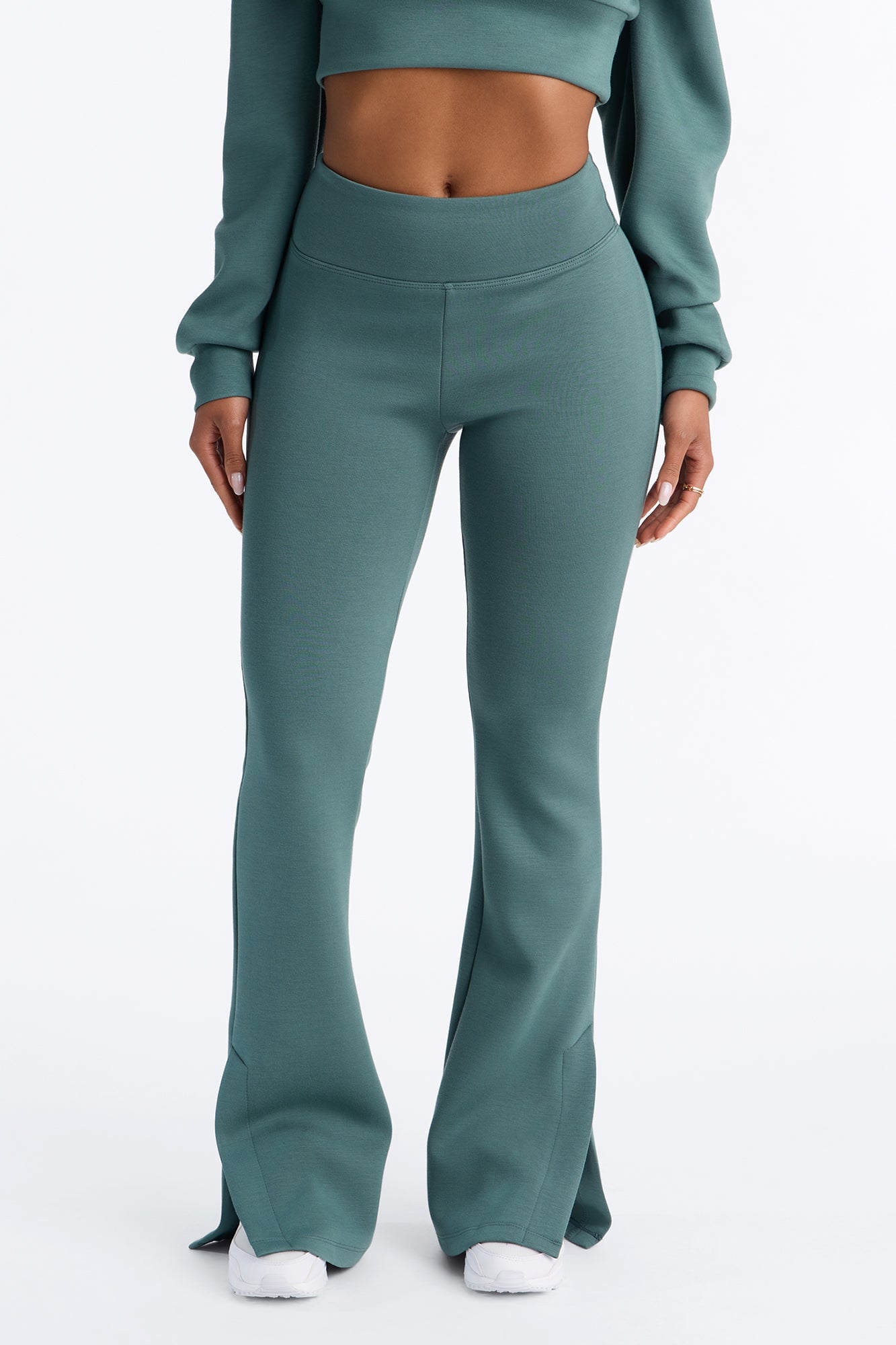 Bella Scuba Slit Lounge Flare Pant - Teal image 1