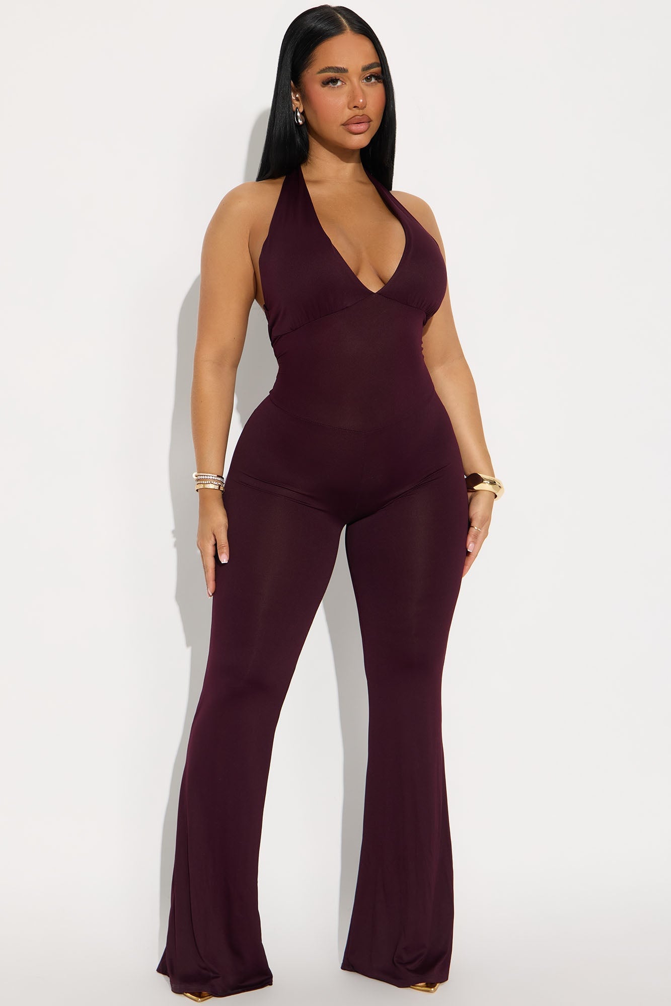Nichole Ribbed Halter Jumpsuit - Plum image 1