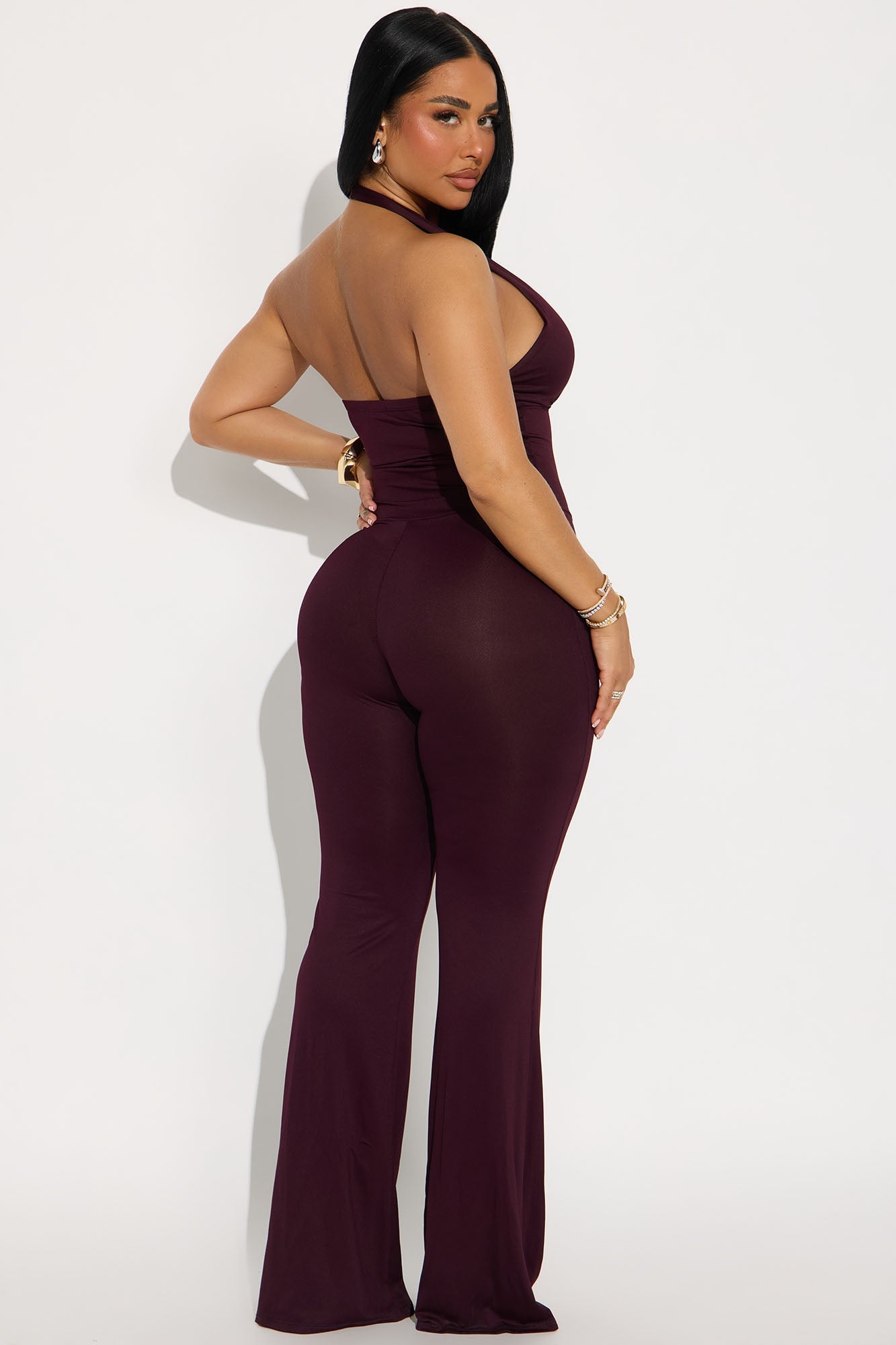 Nichole Ribbed Halter Jumpsuit - Plum image 3