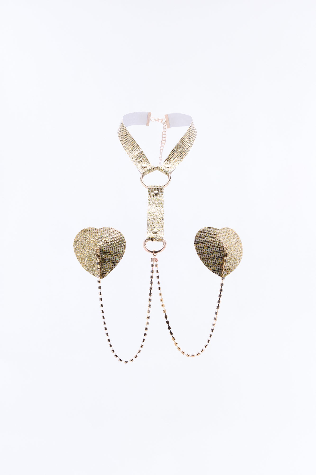 Naughty In Rhinestones Pasties - Gold image 1