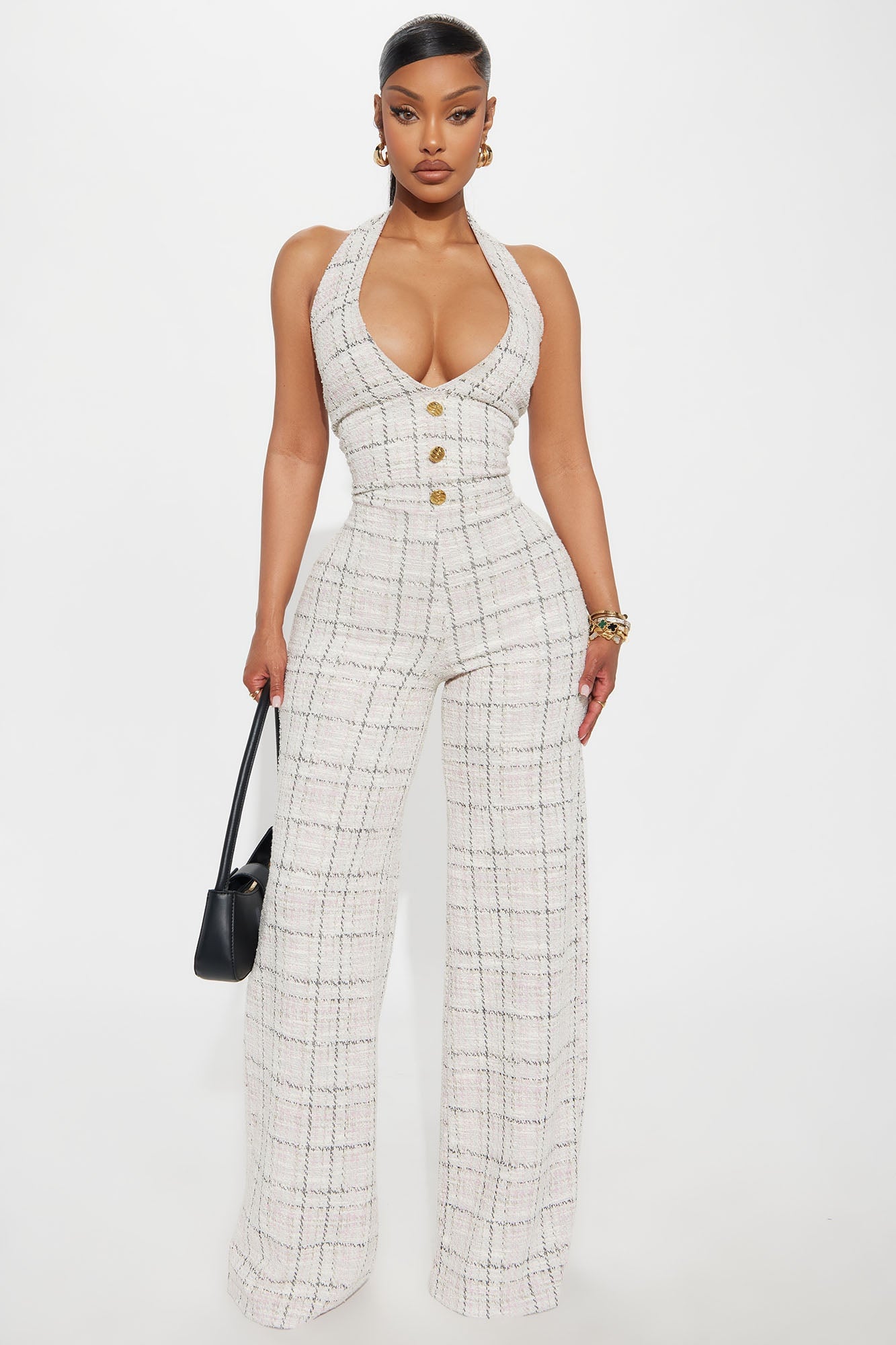 Chelsea Tweed Halter Jumpsuit - Pink image 5