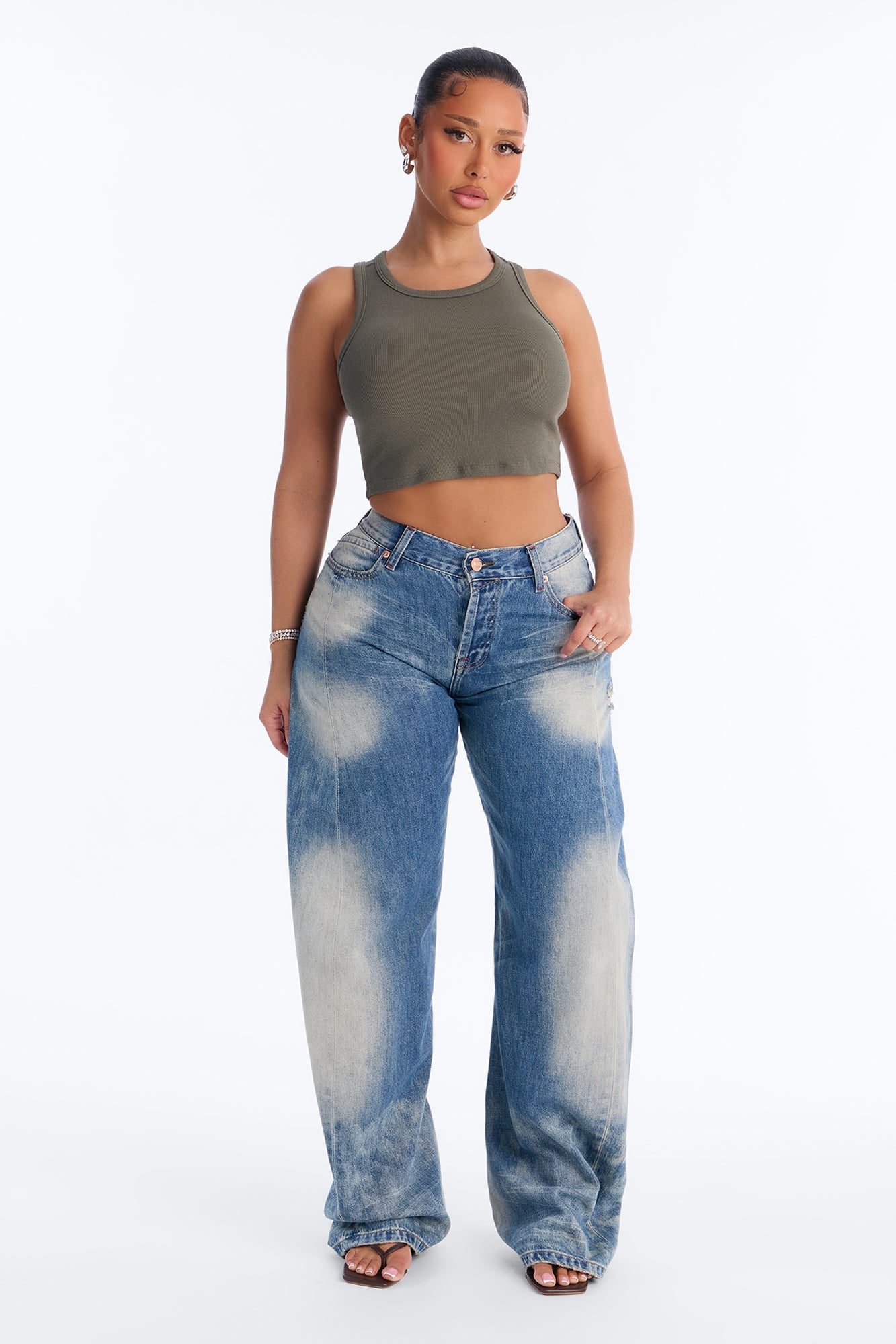 Cara Ribbed Tank - Olive image 6