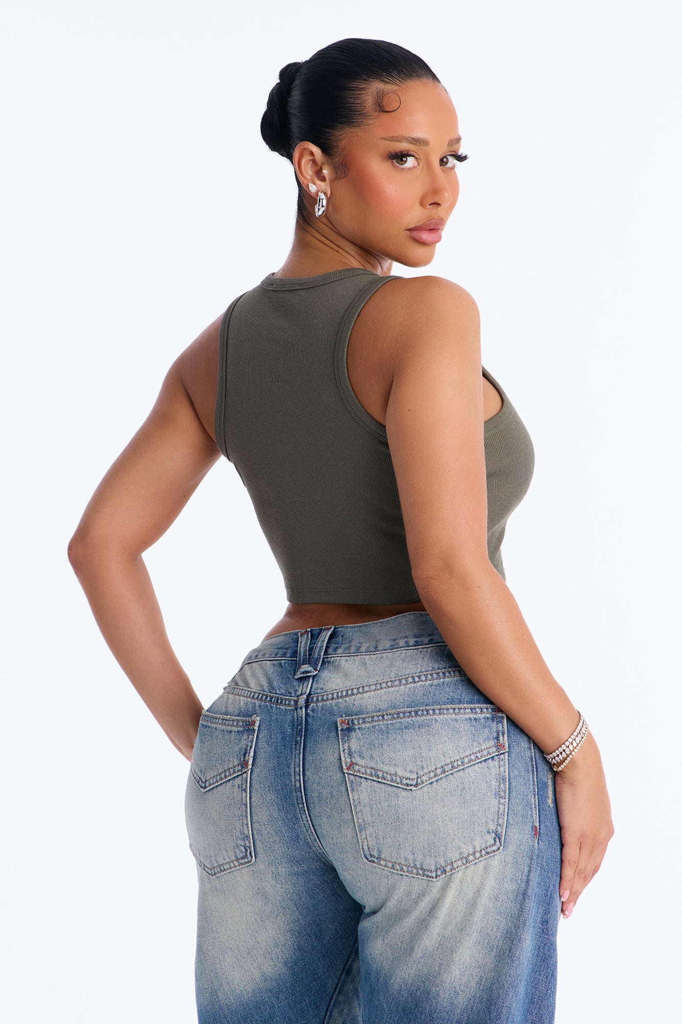 Cara Ribbed Tank - Olive image 8
