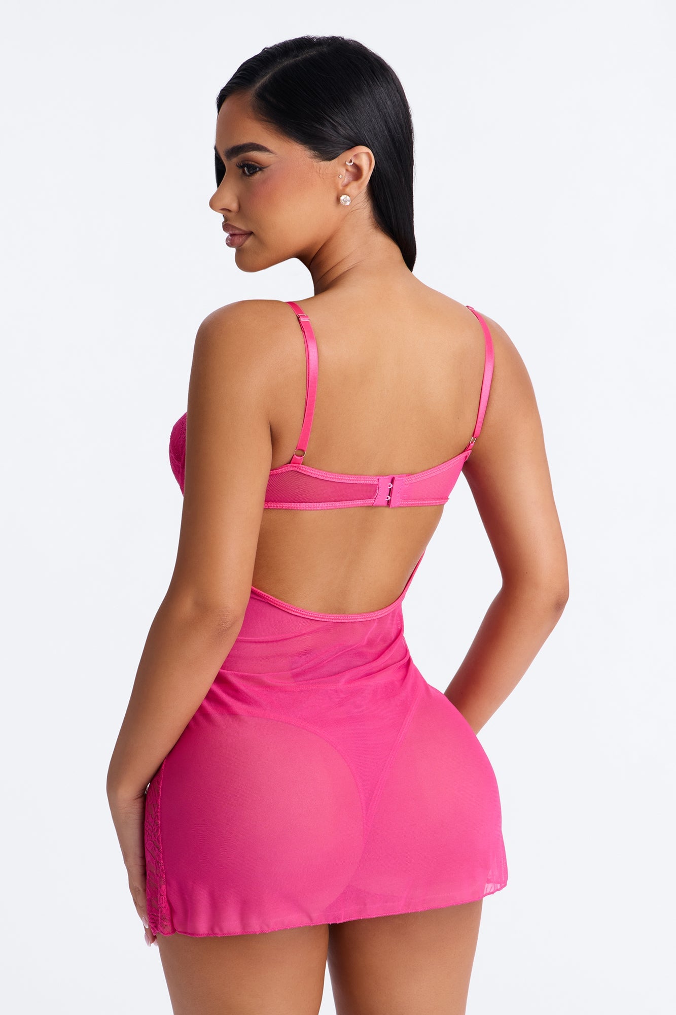 Moonlit Seduction Lace Underwire Chemise - Magenta image 4