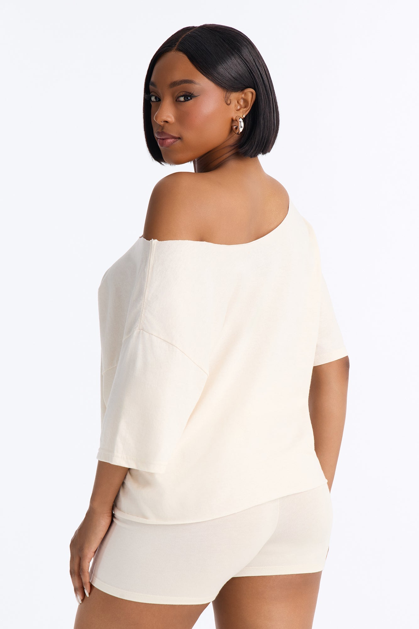 Soft Girl Era Off Shoulder Tee - Cream image 7