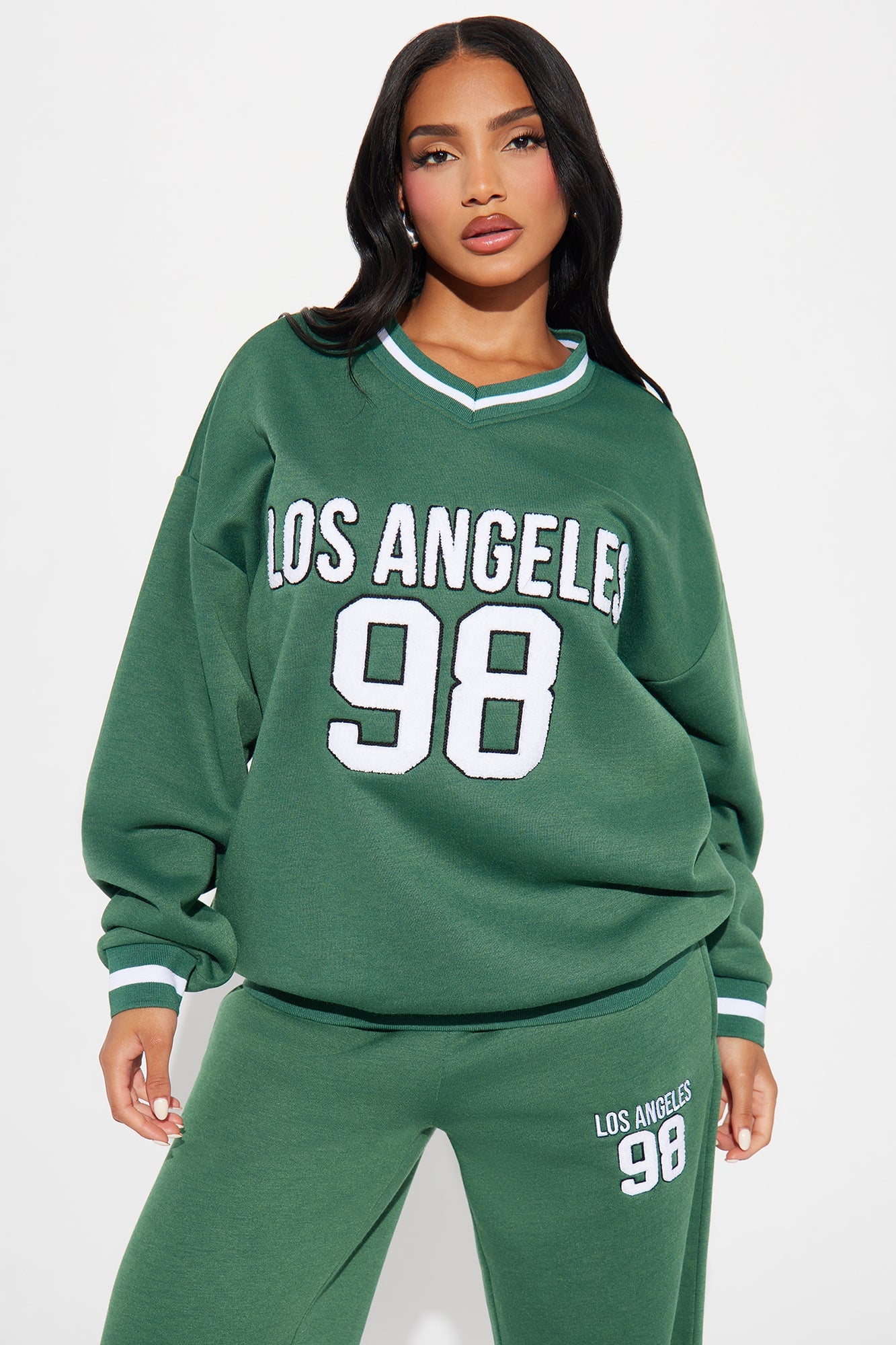 In Los Angeles Fleece Pant Set - Hunter image 8