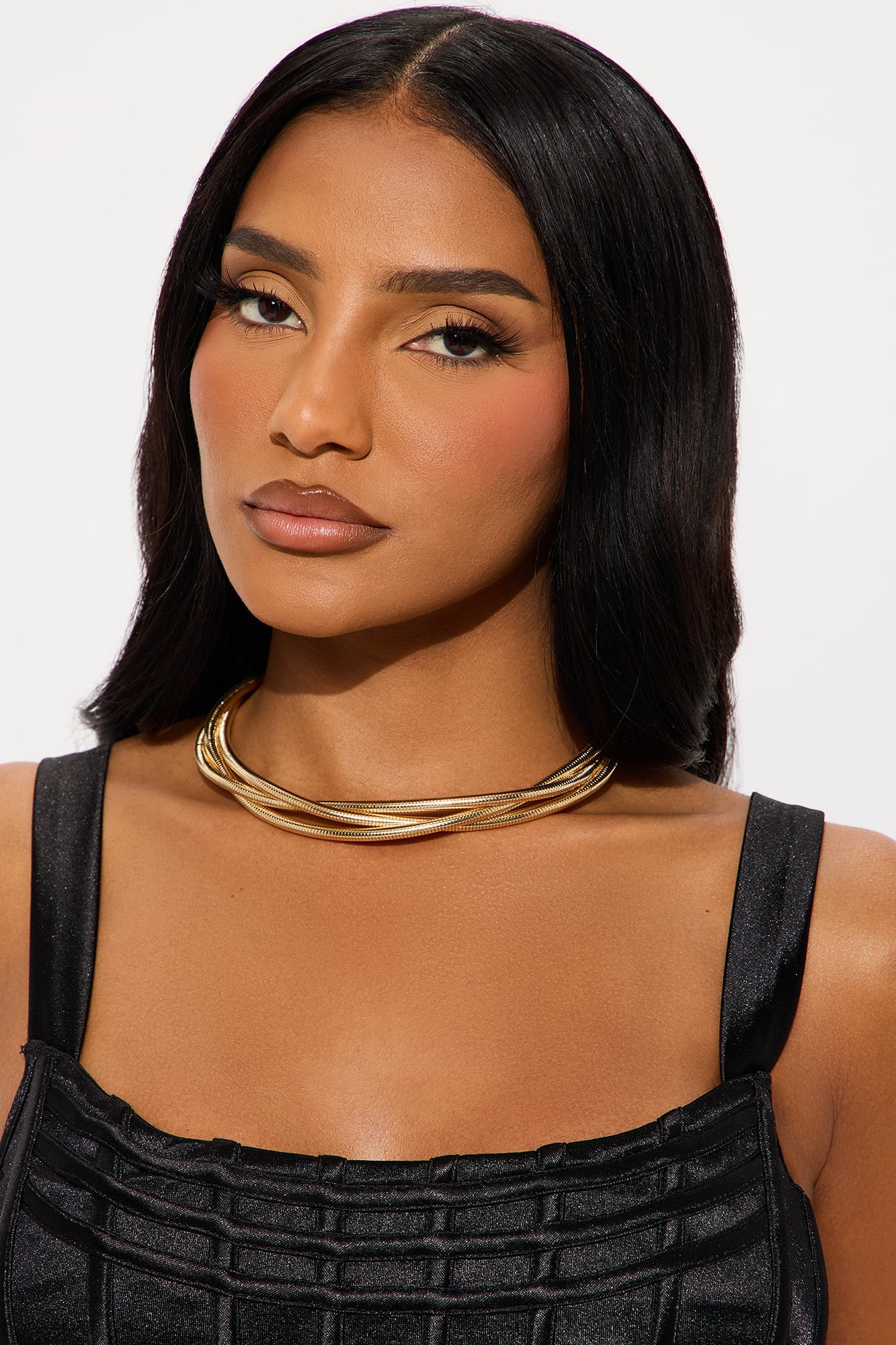 Mallory Layered Choker Necklace - Gold image 2