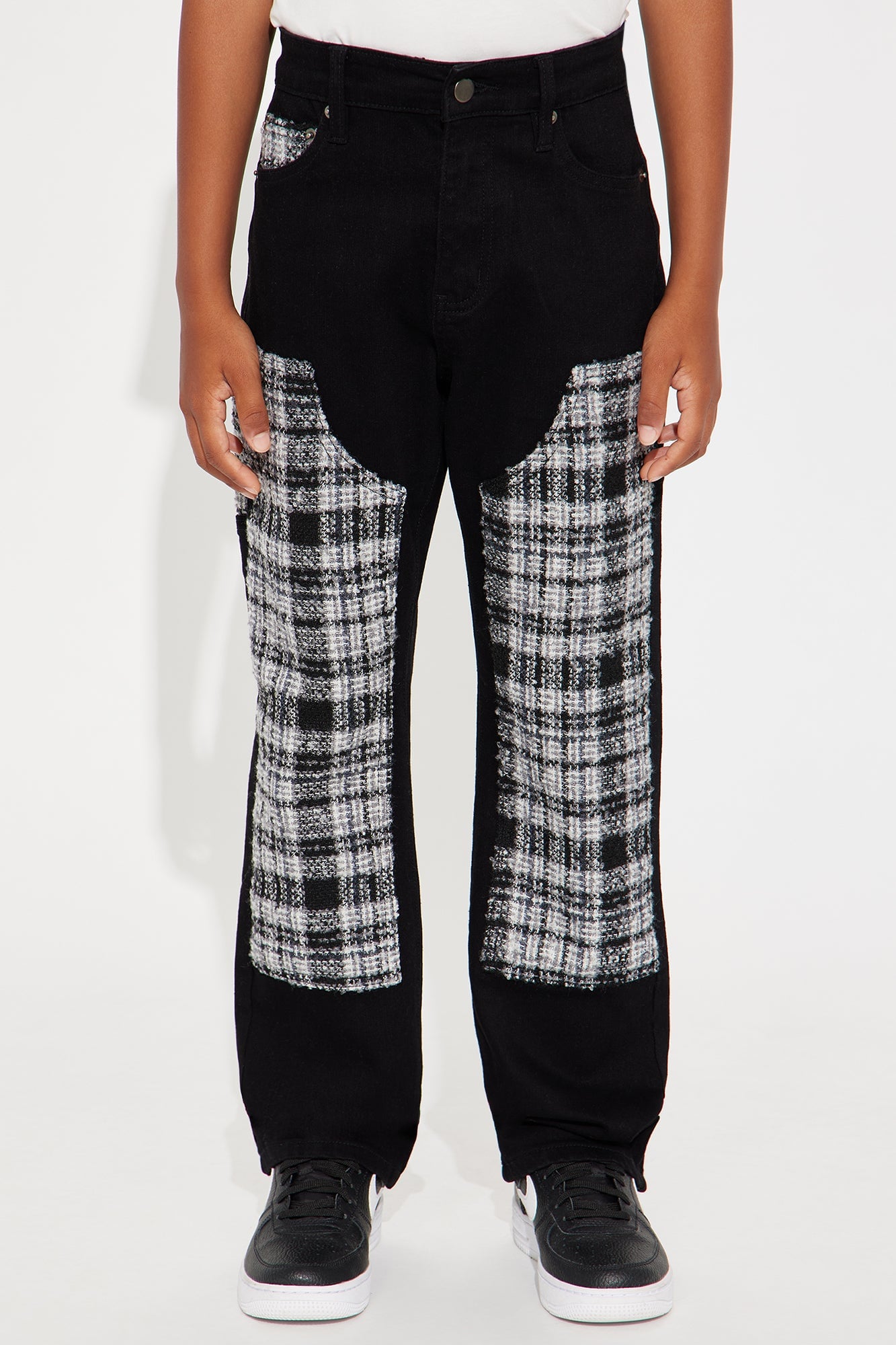 Mini Hard At Work Patchwork Straight Leg Jeans - Black image 1