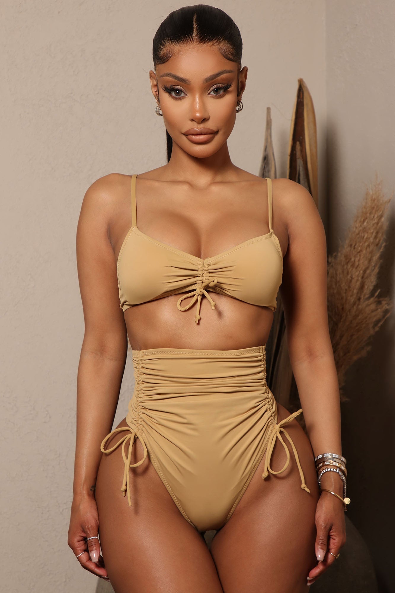 Señorita Margarita Ruched 2 Piece Bikini - Tan image 6
