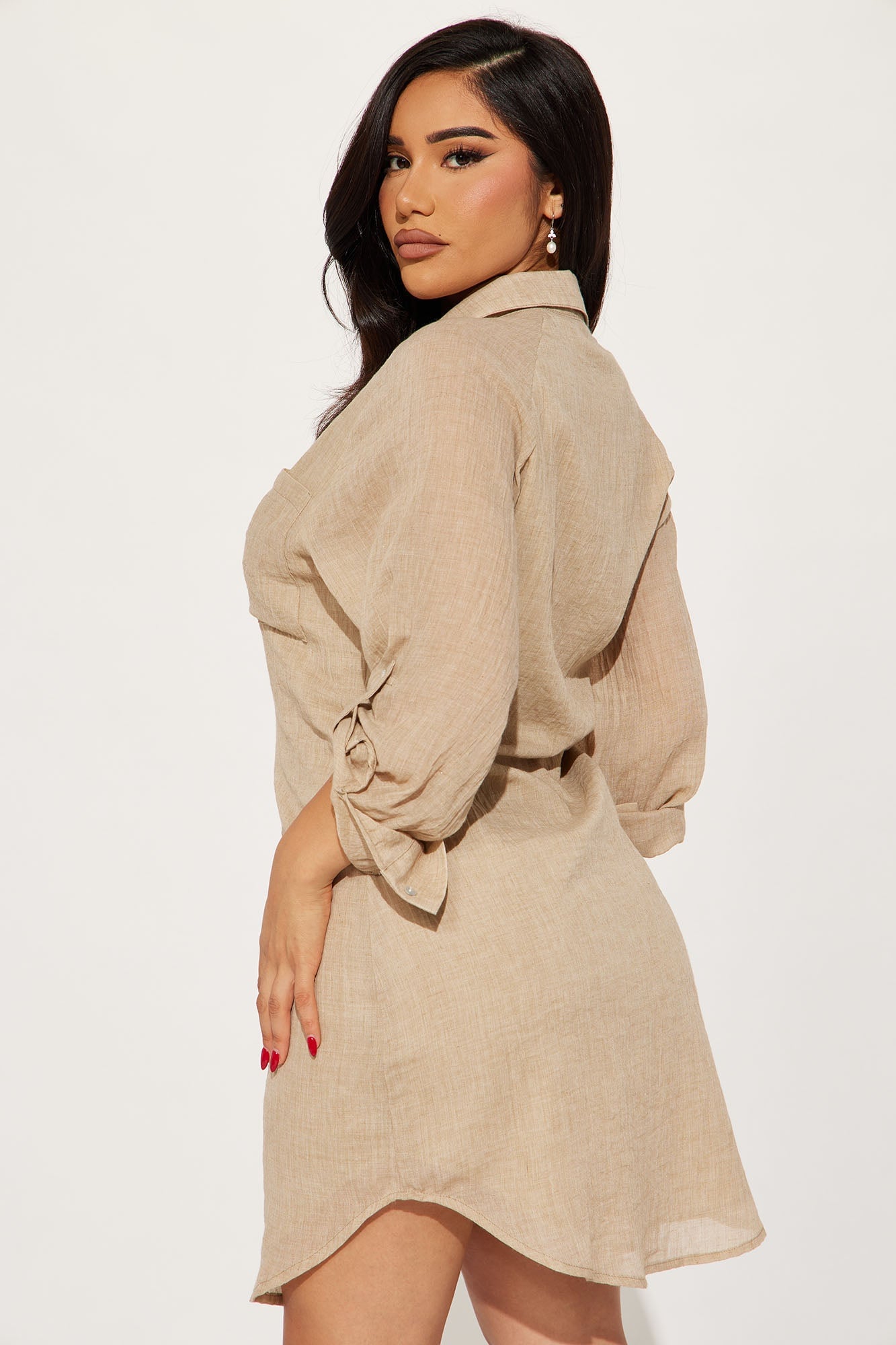 Out Of Office Mini Dress - Nude image 6