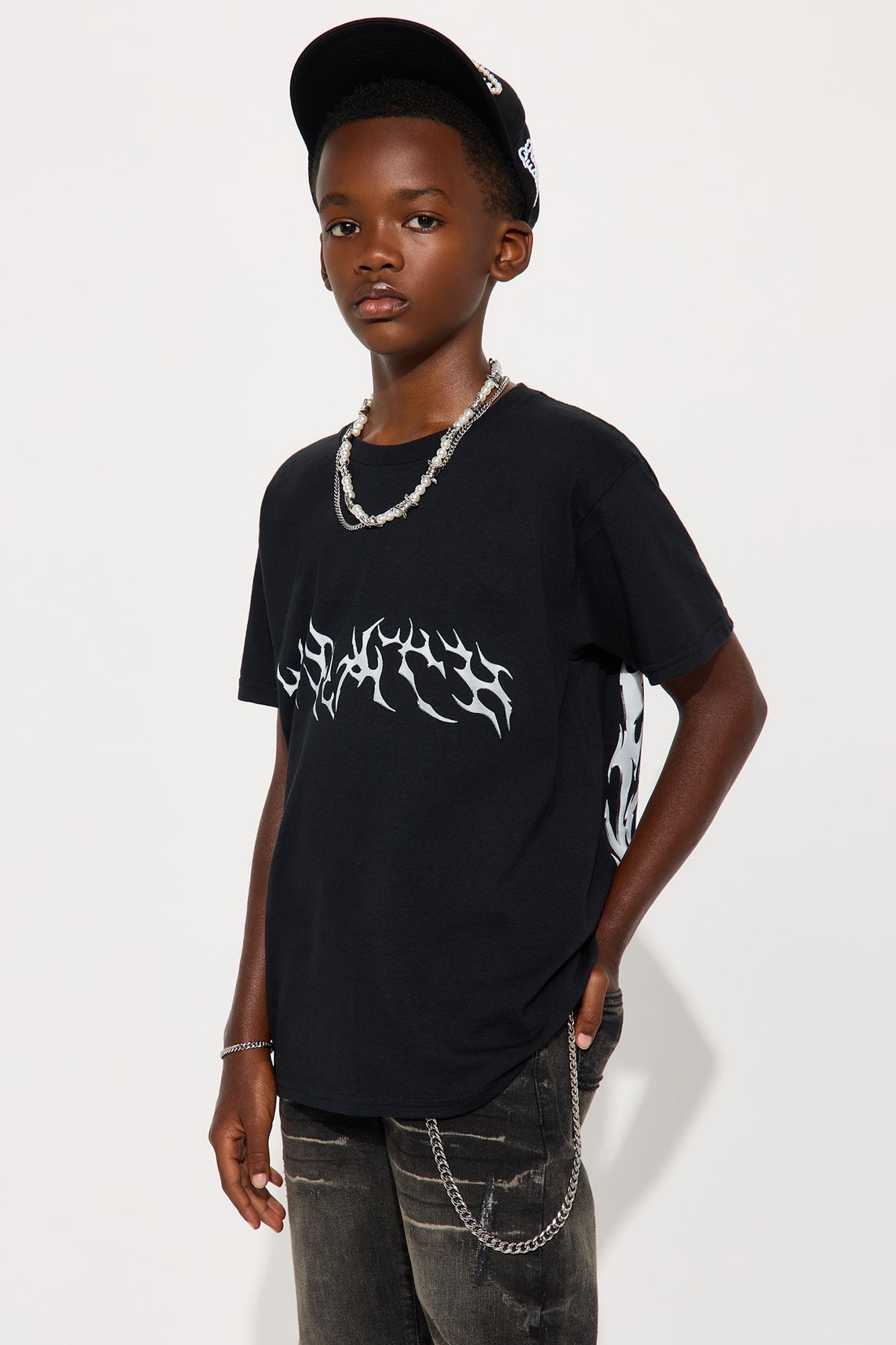 Mini Winged Wraith Short Sleeve Front/Back Tee - Black image 2