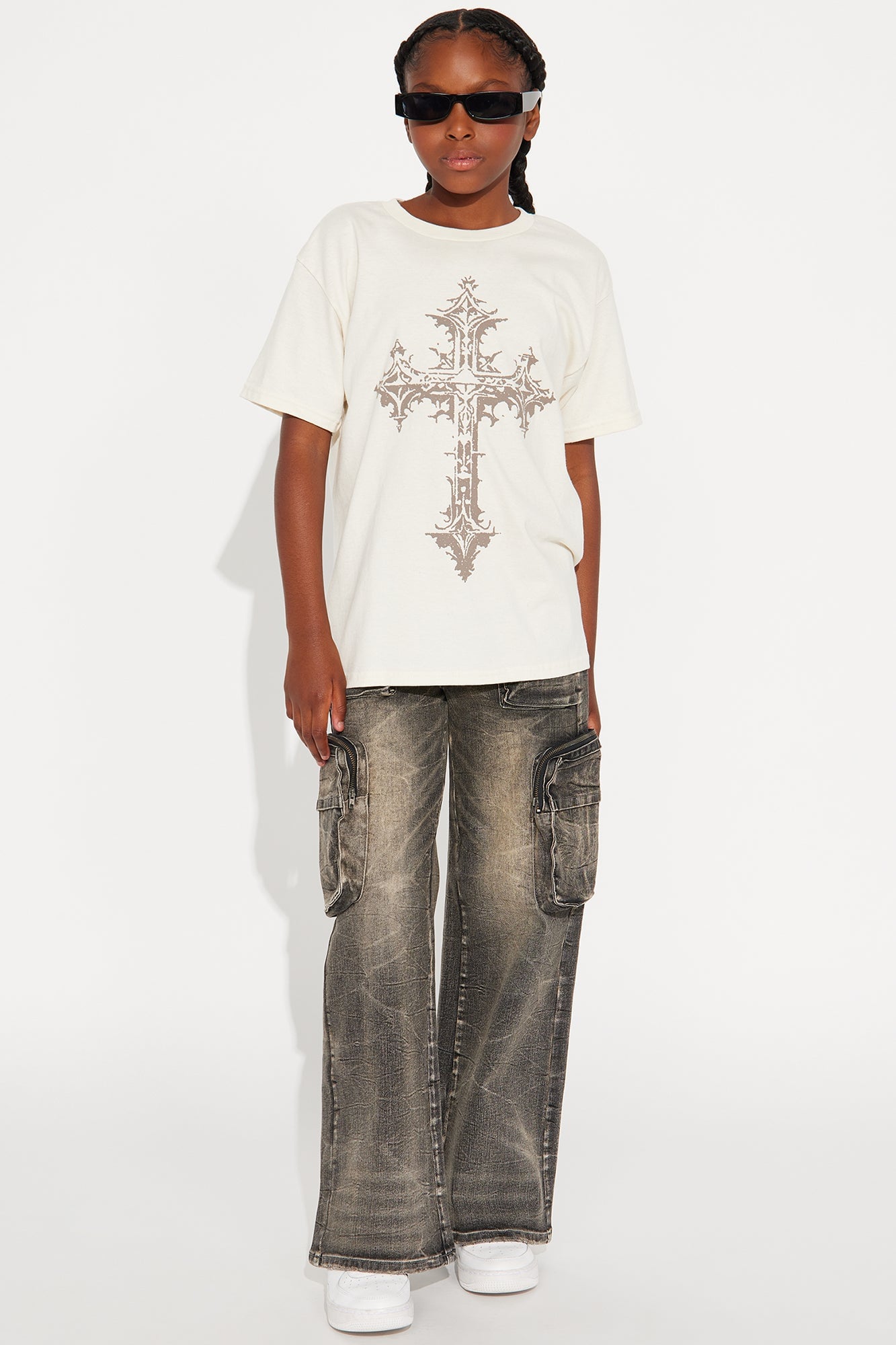 Mini Onto The Next Wide Leg Cargo Jeans - Black image 1