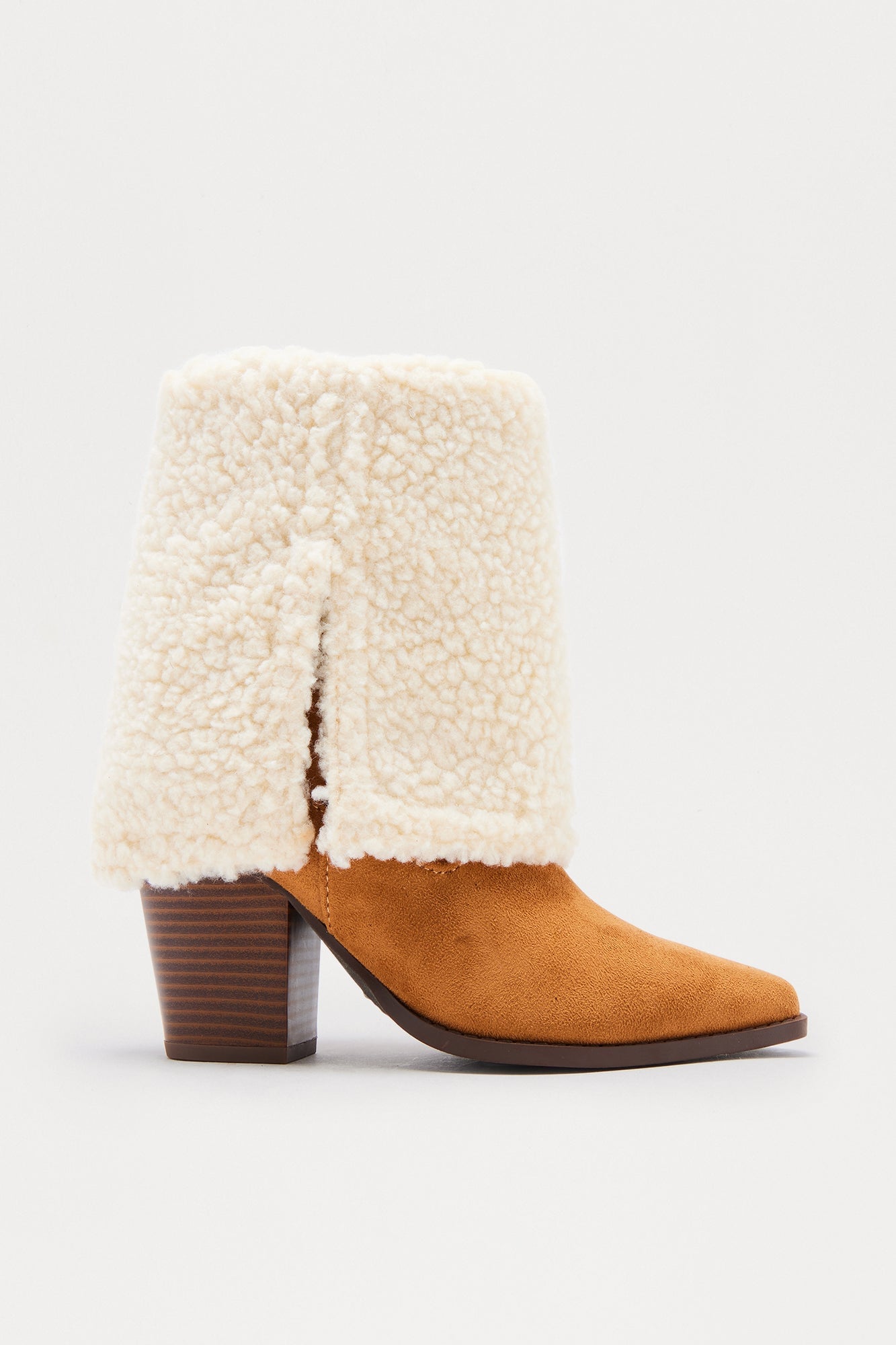 Stormy Sherpa Overlay Booties - Beige image 1