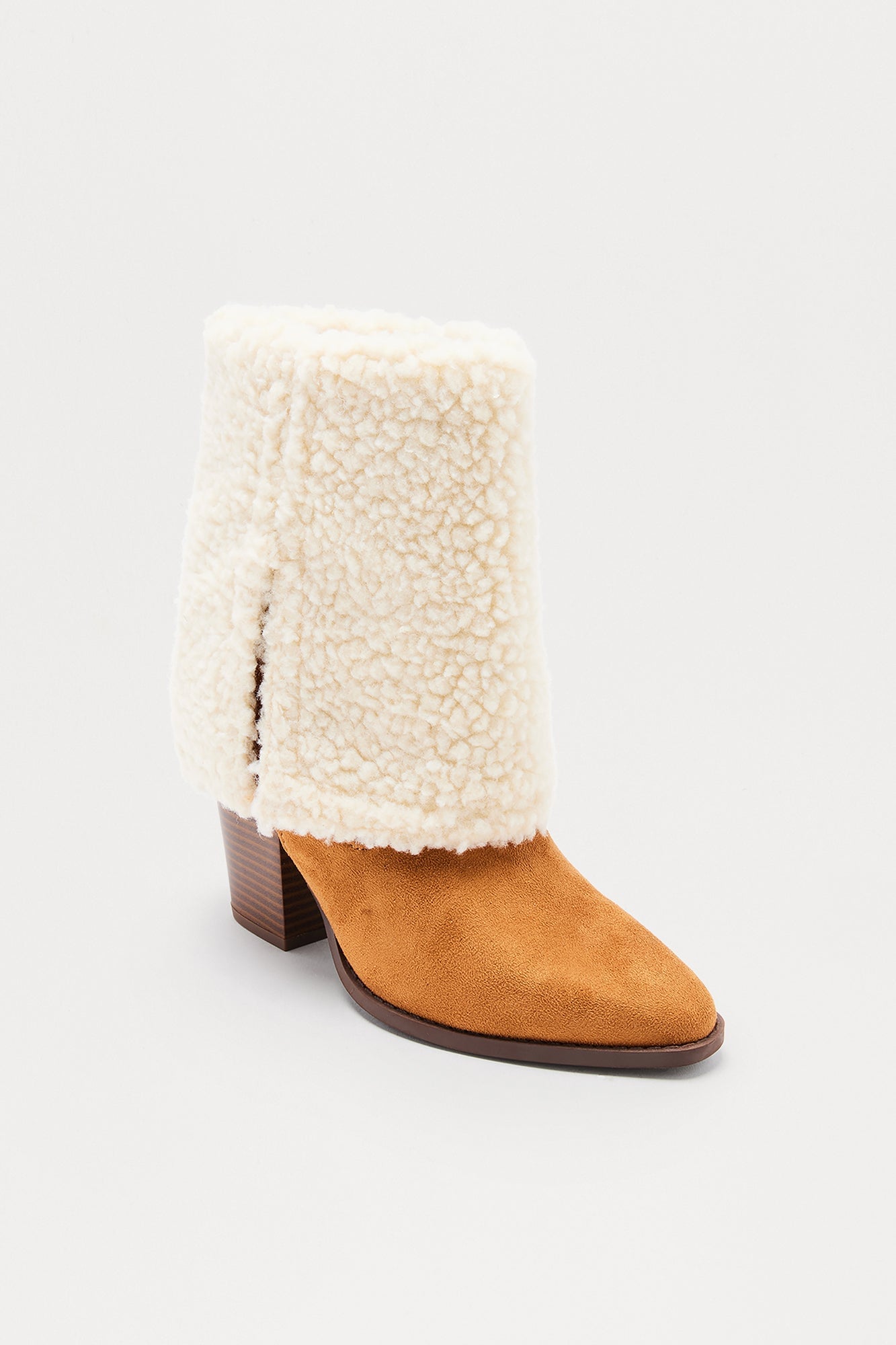 Stormy Sherpa Overlay Booties - Beige image 2