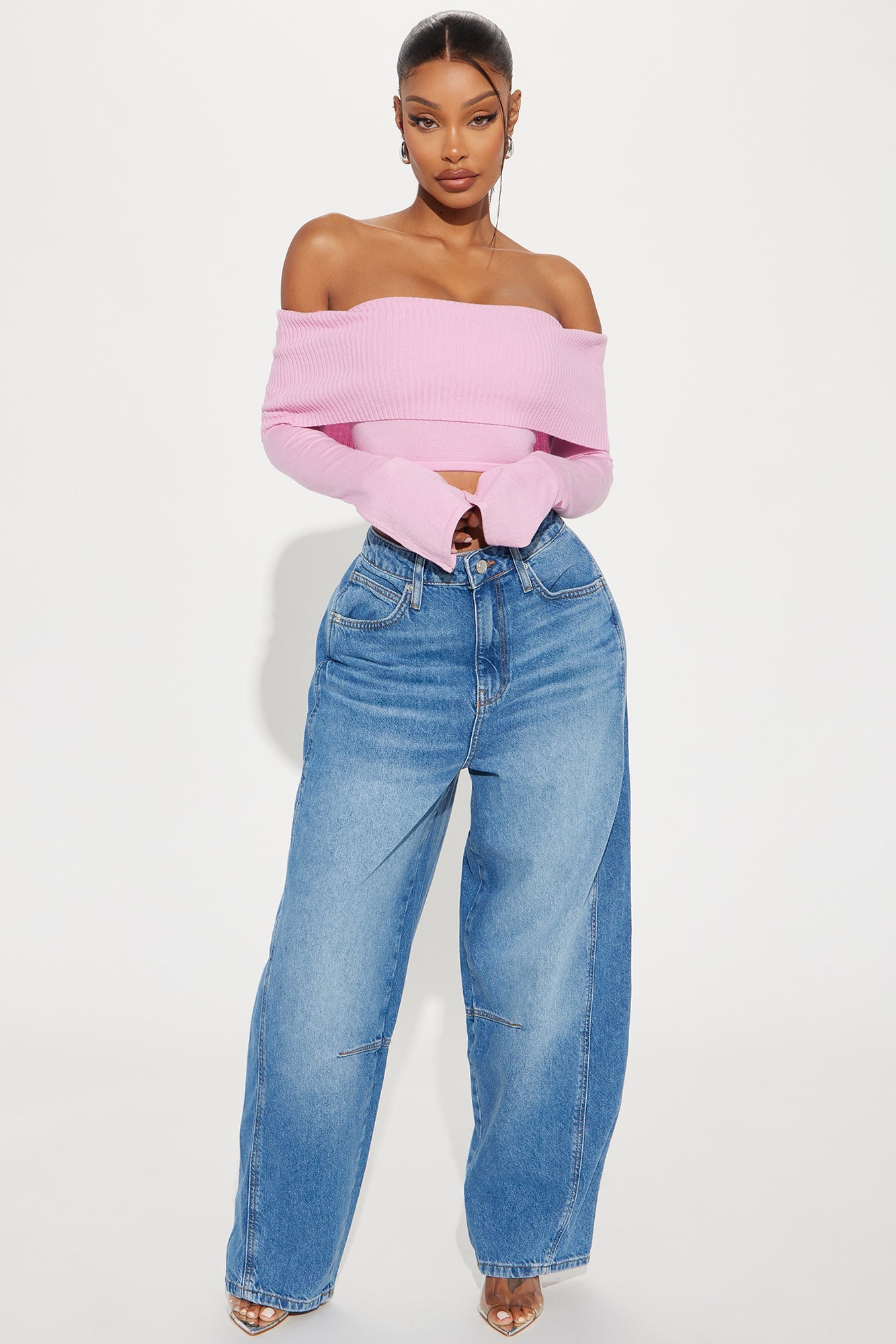 Polly Off Shoulder Sweater - Pink image 2