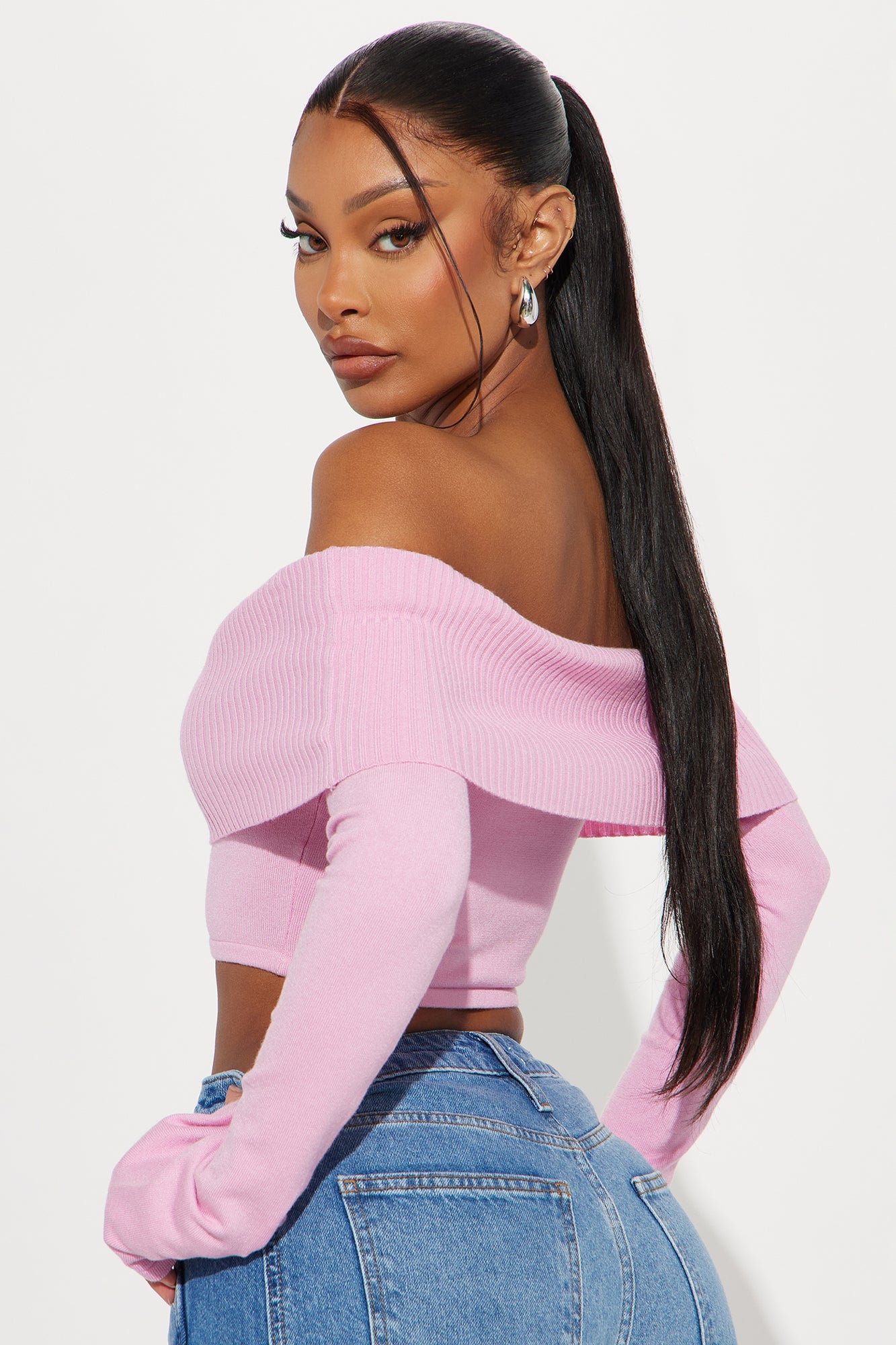 Polly Off Shoulder Sweater - Pink image 3