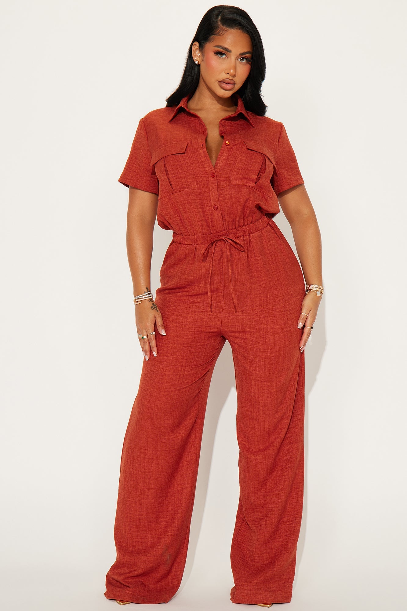 Come Find Me Linen Jumpsuit - Rust image 4