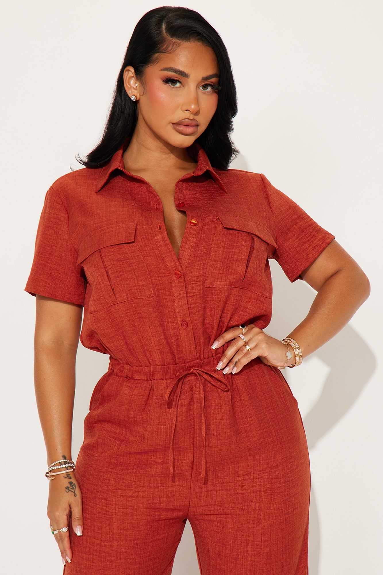 Come Find Me Linen Jumpsuit - Rust image 5