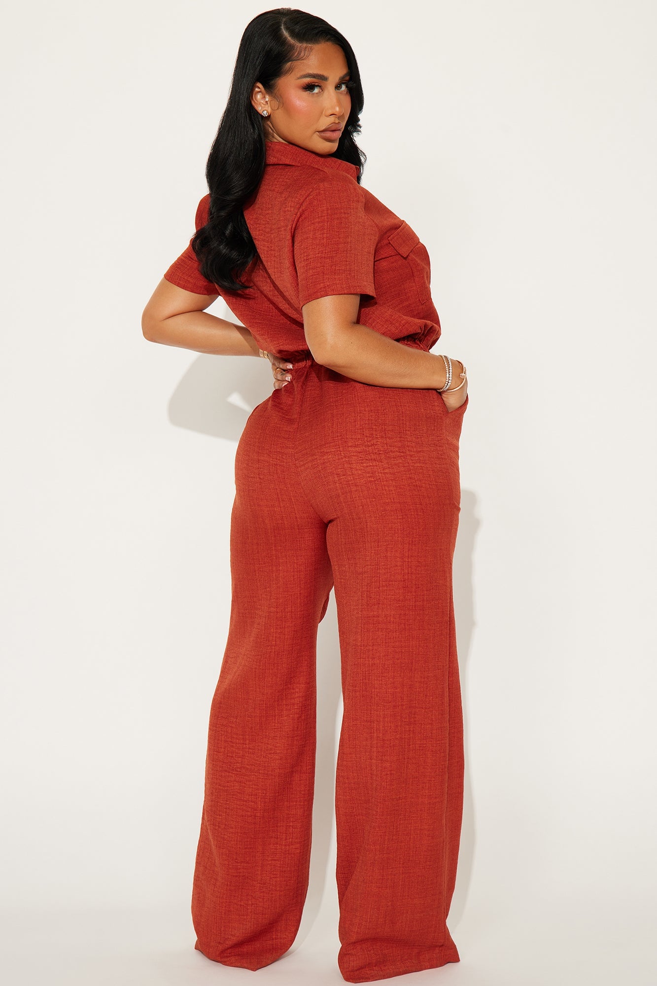 Come Find Me Linen Jumpsuit - Rust image 6