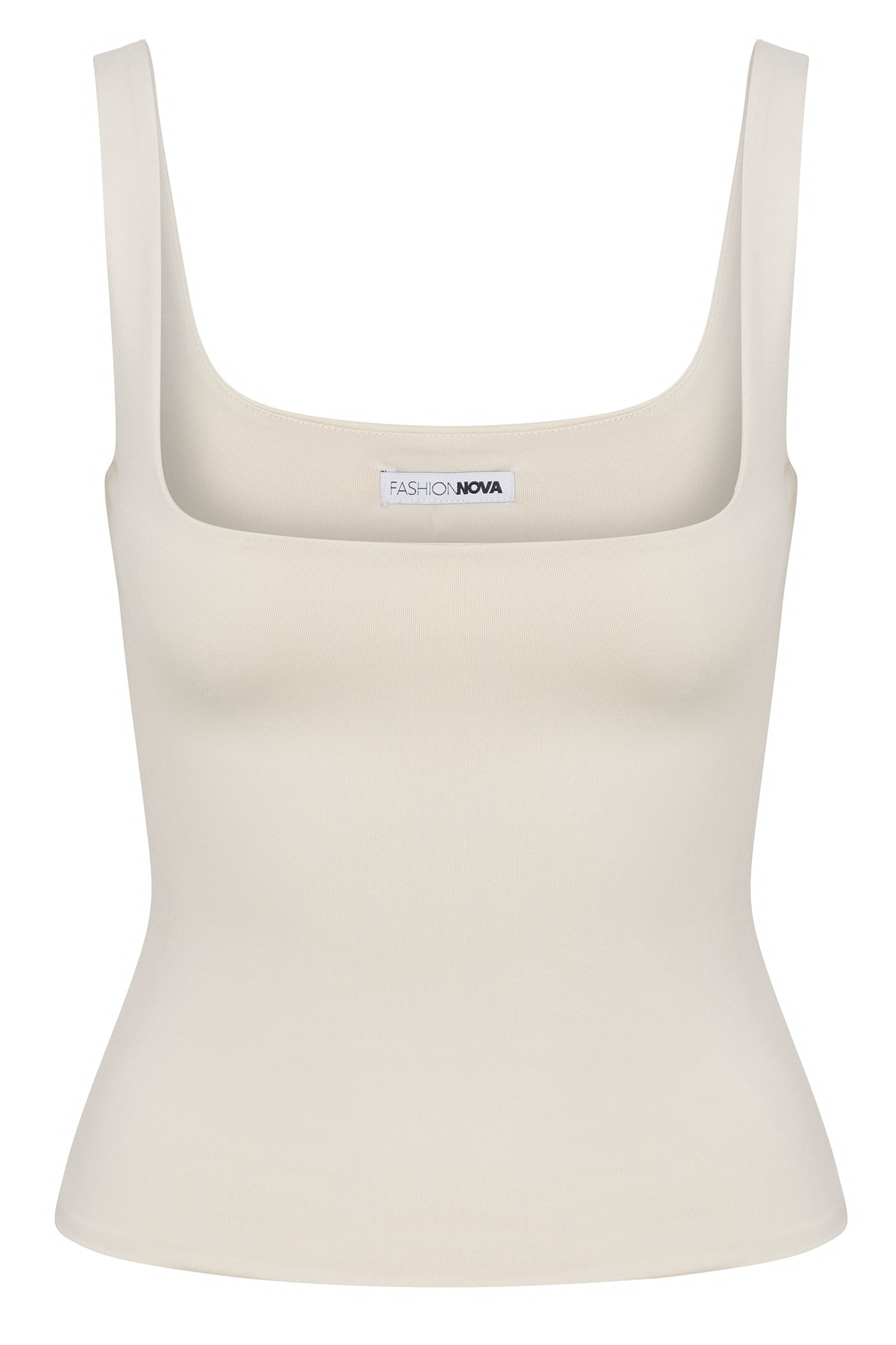 Contour Double Lined Square Neck Tank Top - Bone image 10