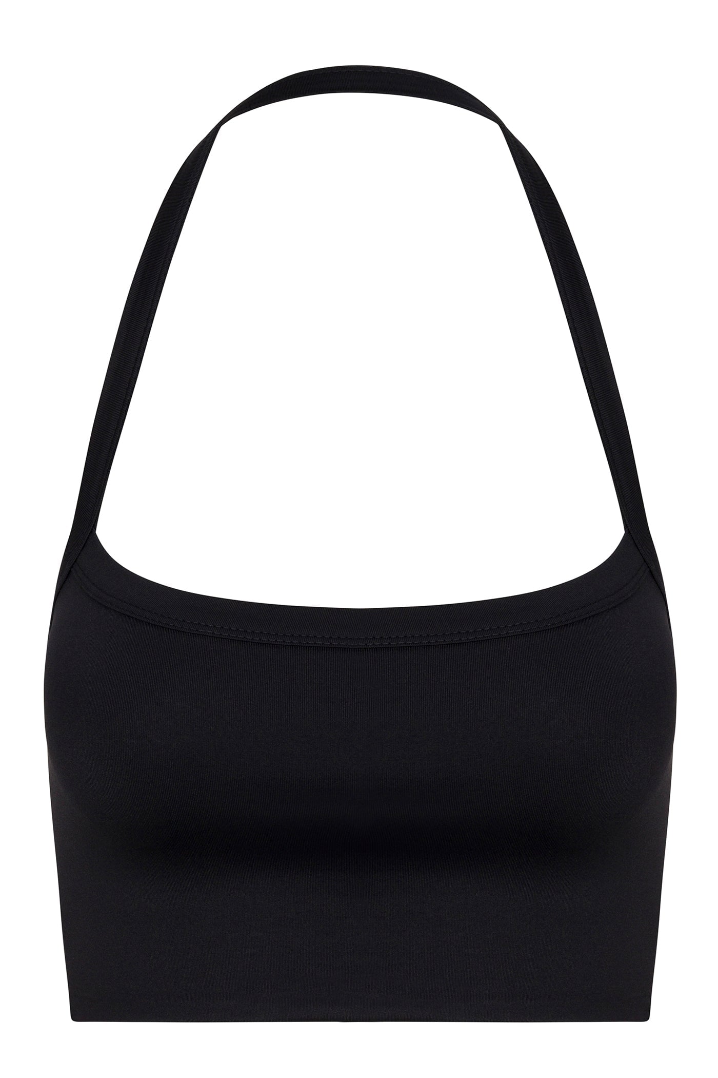 Contour Double Lined Cropped Halter Top - Black image 9