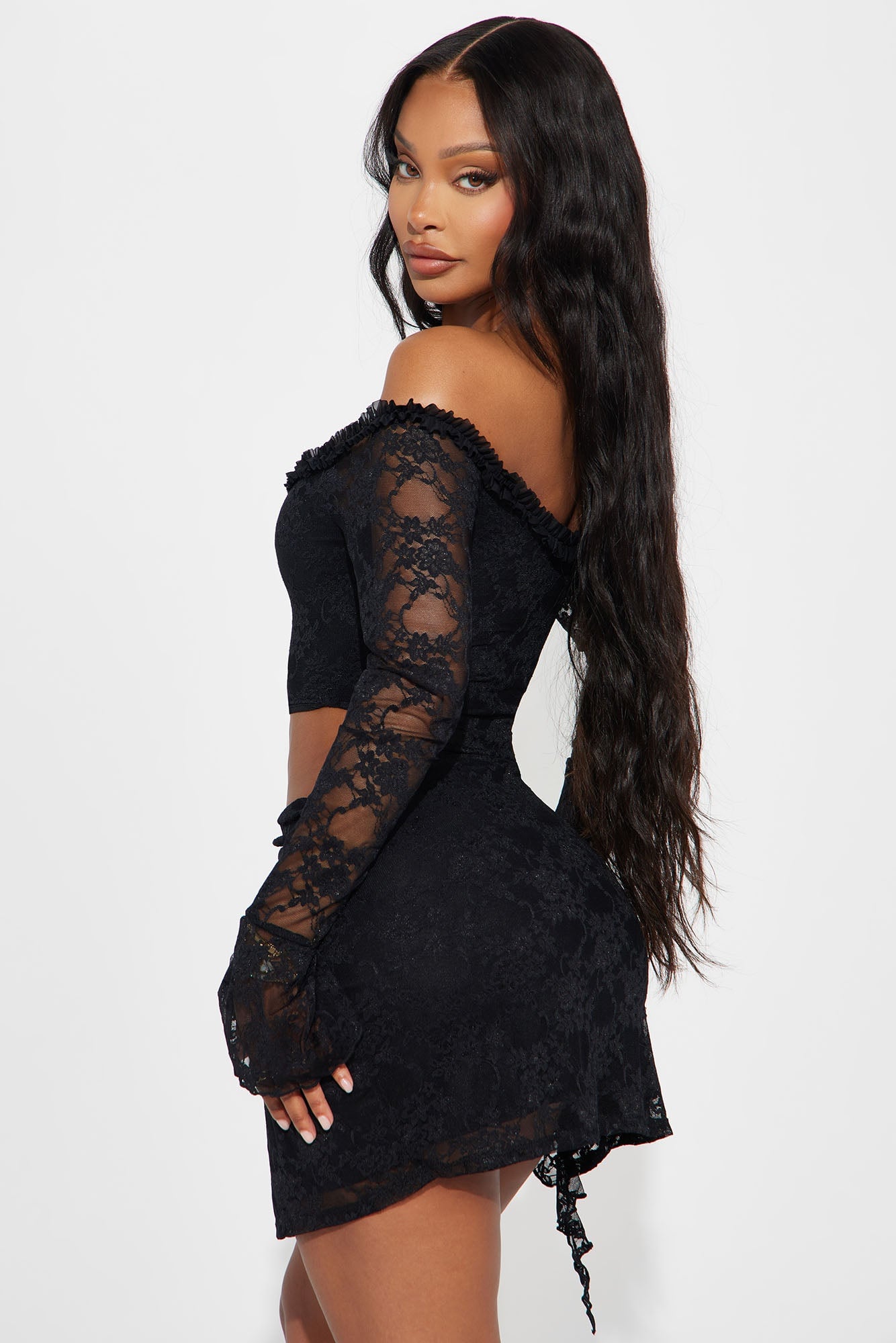 One Of One Lace Mini Dress - Black image 3