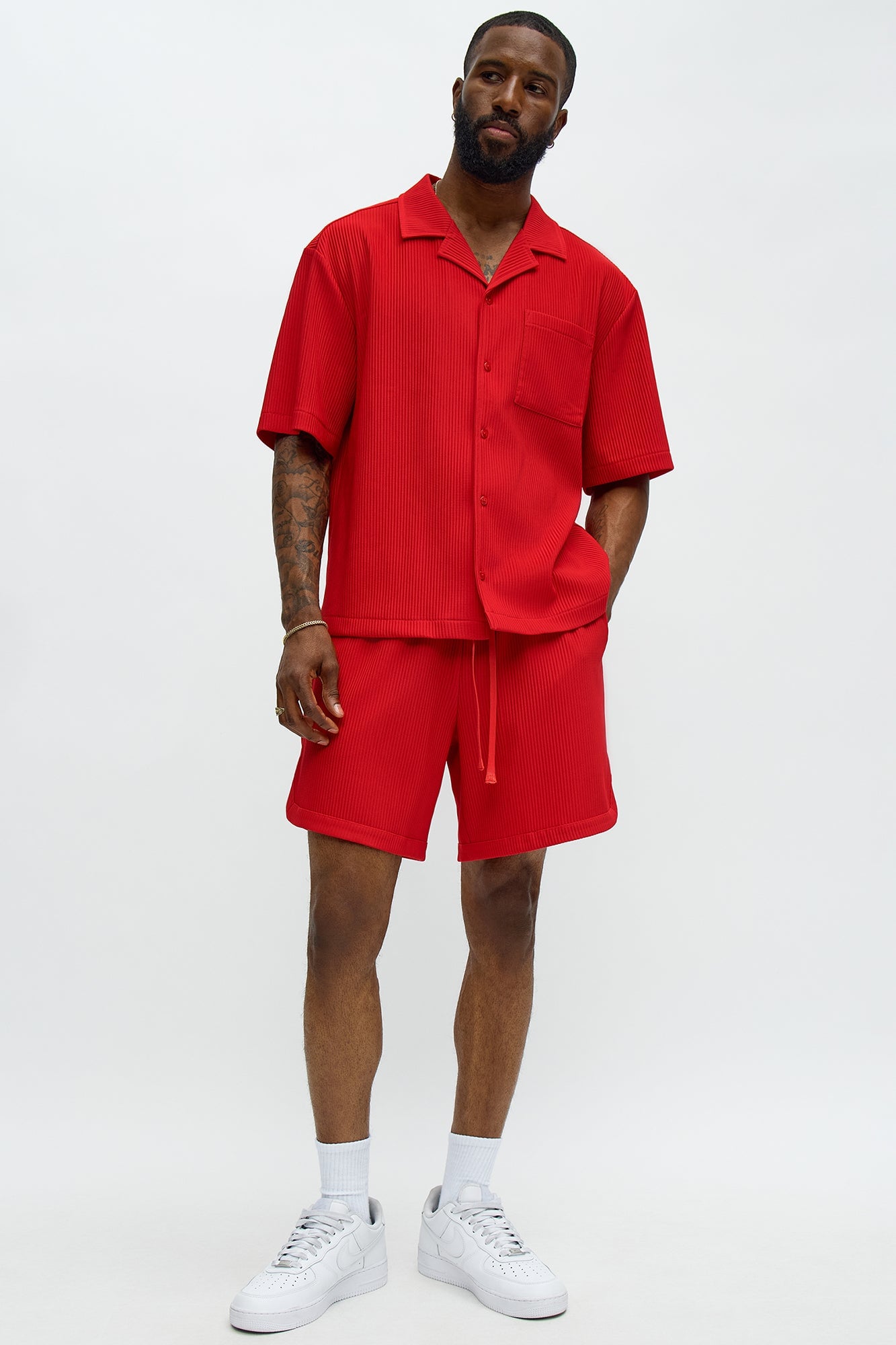 Show Up Short Sleeve Cuban Shirt - Red image 5