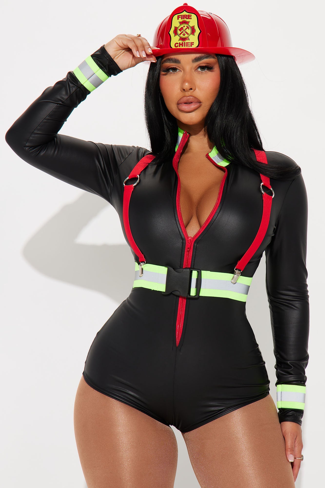 Hot In Here Firefighter 3 Piece Costume Set - Black image 5