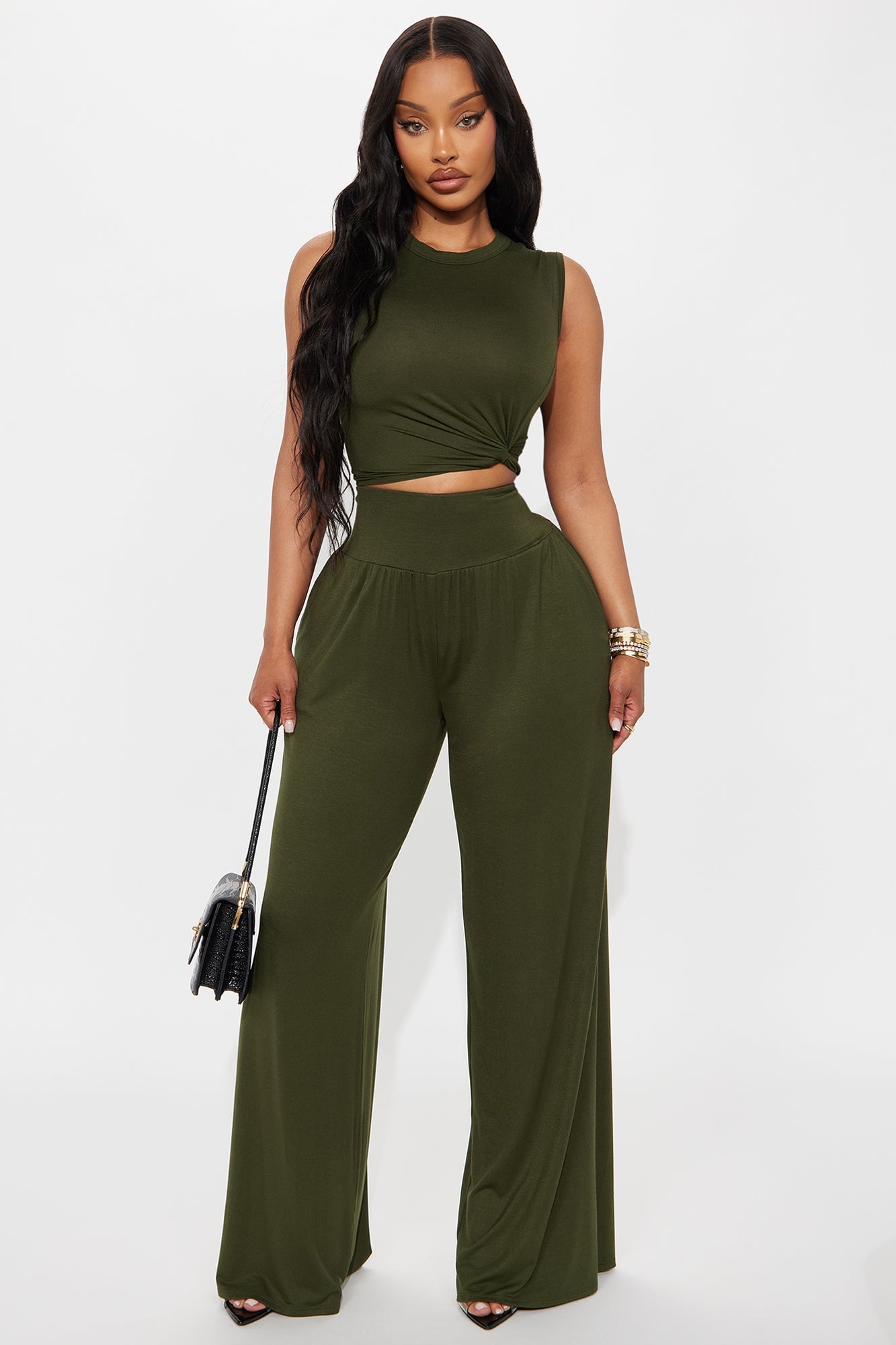 Charlotte Rayon Pant Set - Olive image 4