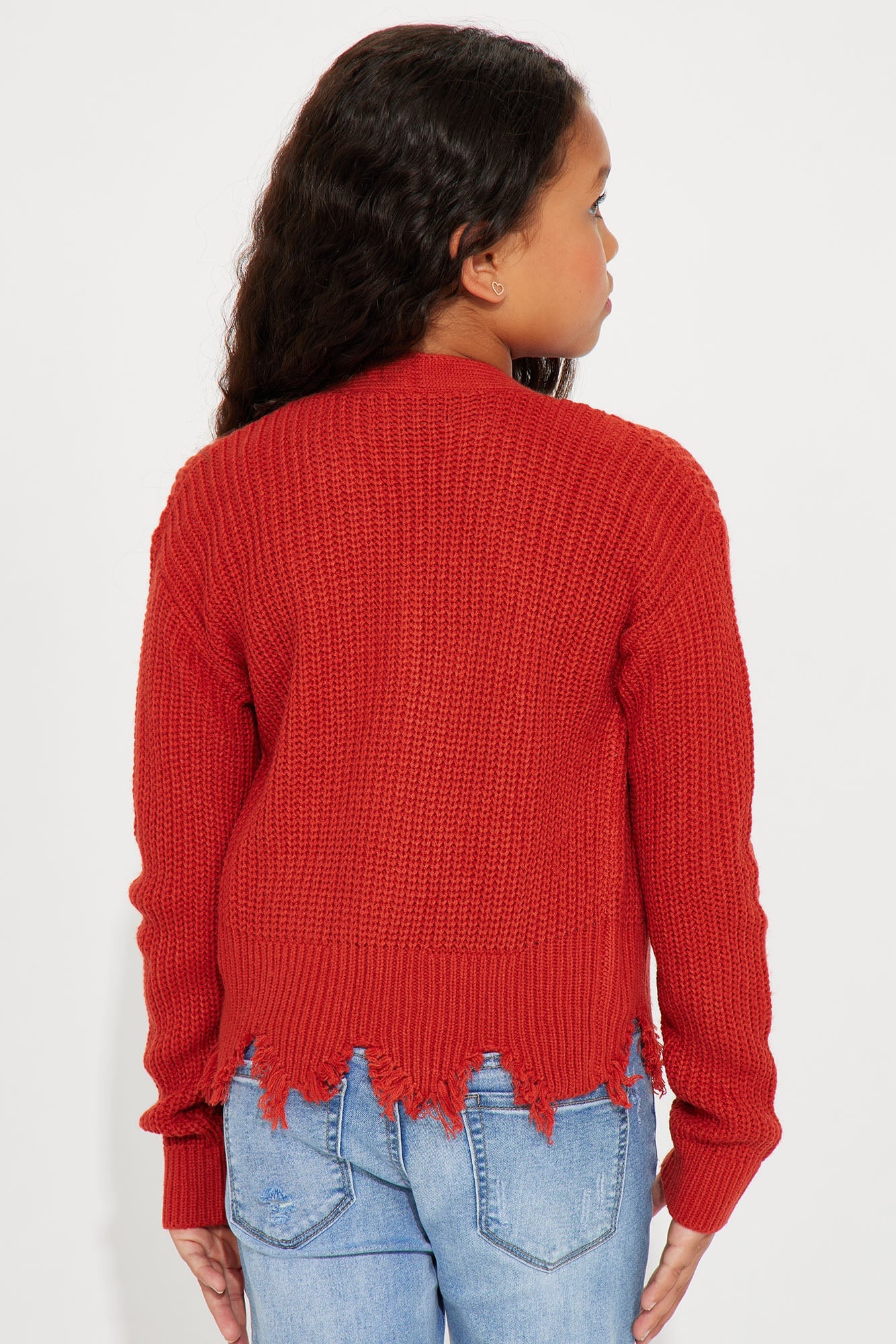 Mini Distressed With You Cardigan - Rust image 3