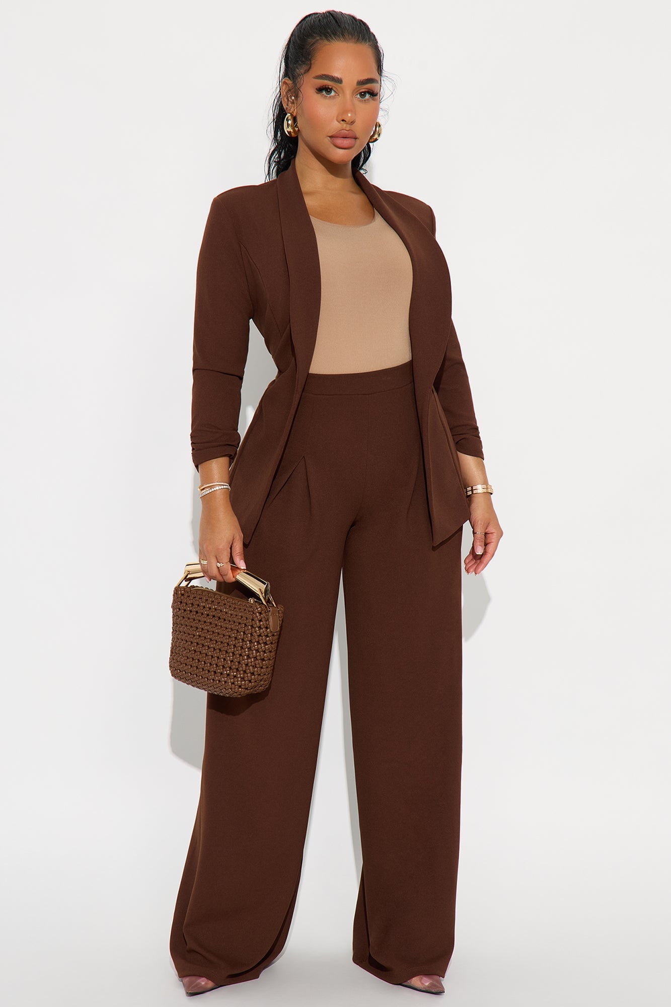 Reaching Goals Blazer Pant Set - Brown image 4