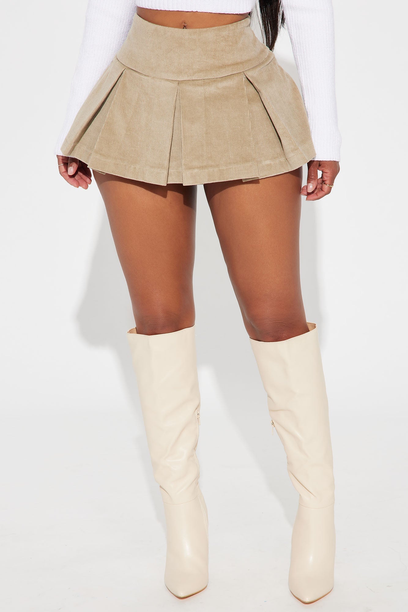 Say Yes Corduroy Micro Mini Skort - Khaki image 2