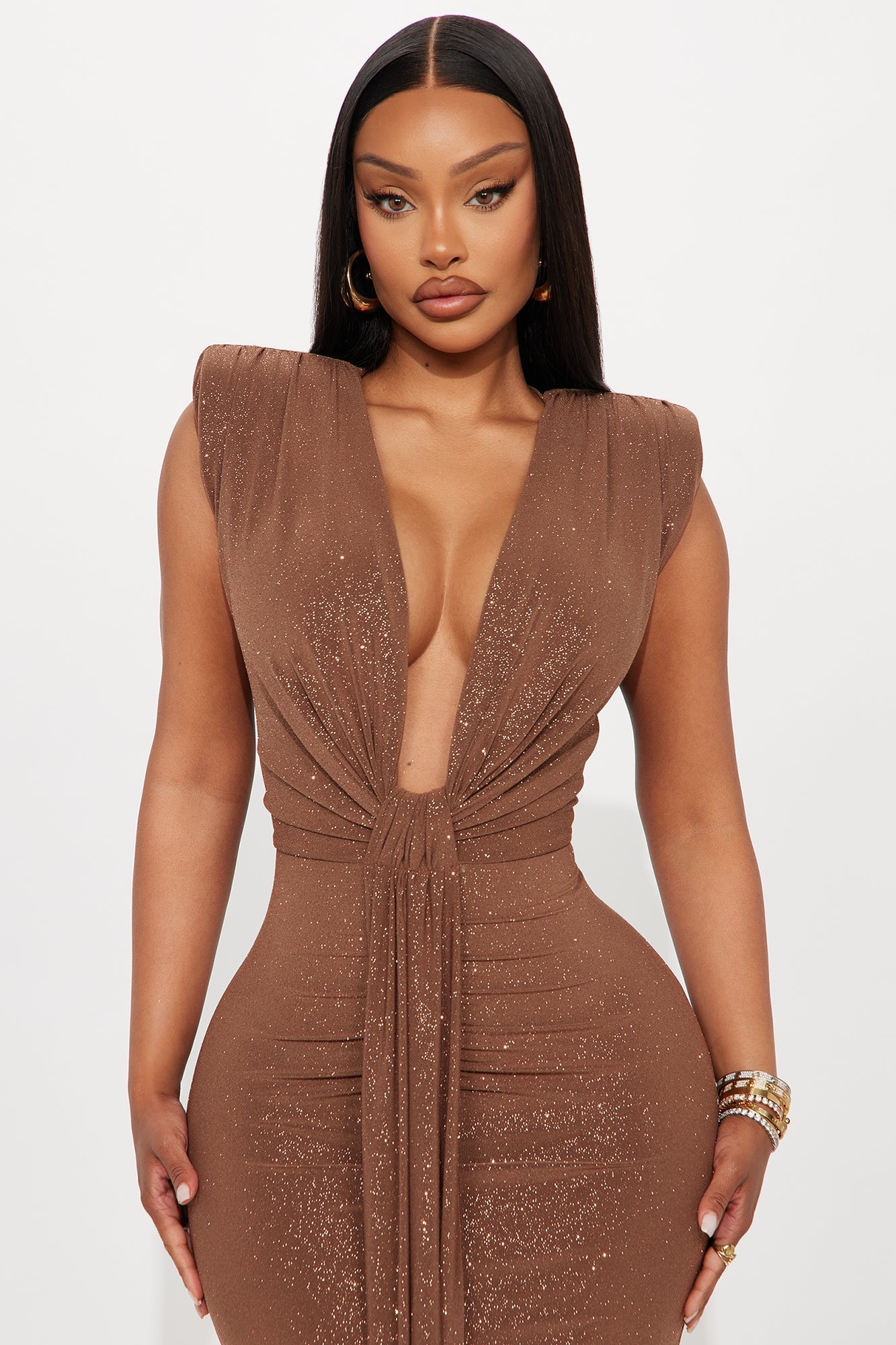 Sincerely Yours Glitter Maxi Dress - Brown image 5