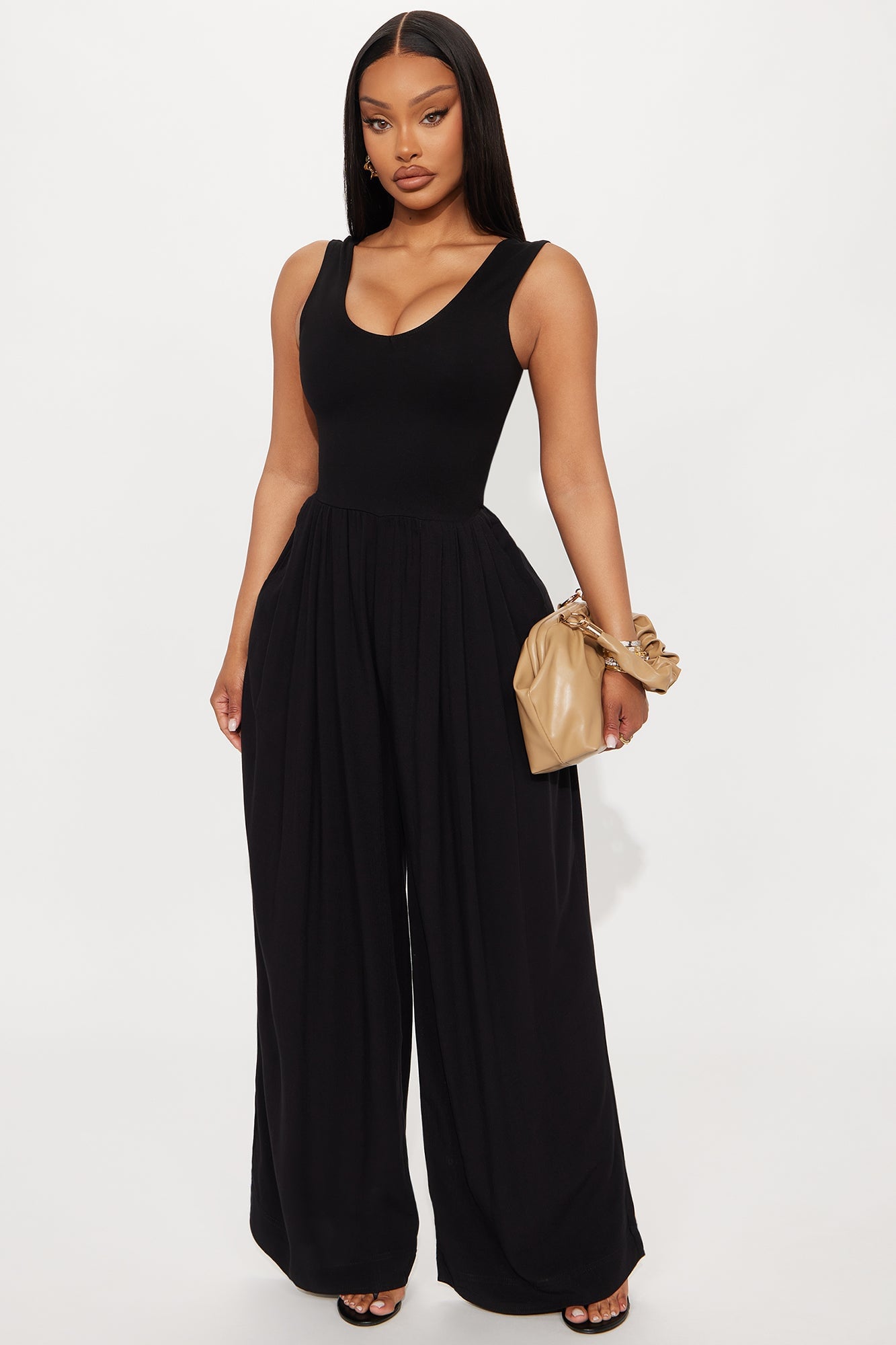 Mariah Sleeveless Wide Leg Jumpsuit - Black image 5