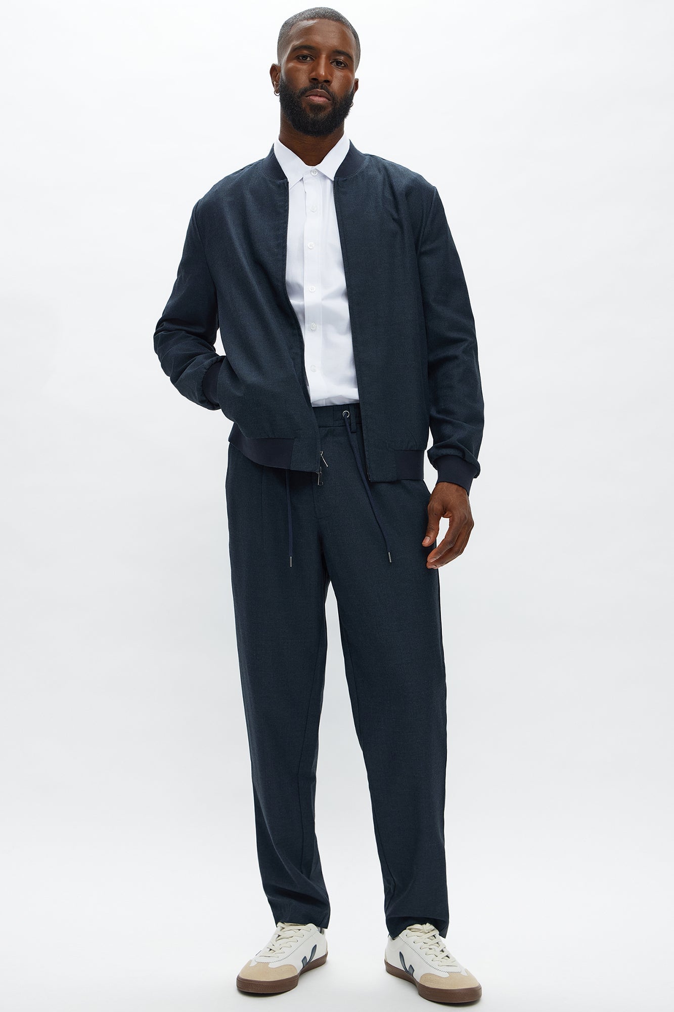 Slim Modern Two-Way Zipper Everyday Bomber - Navy image 6