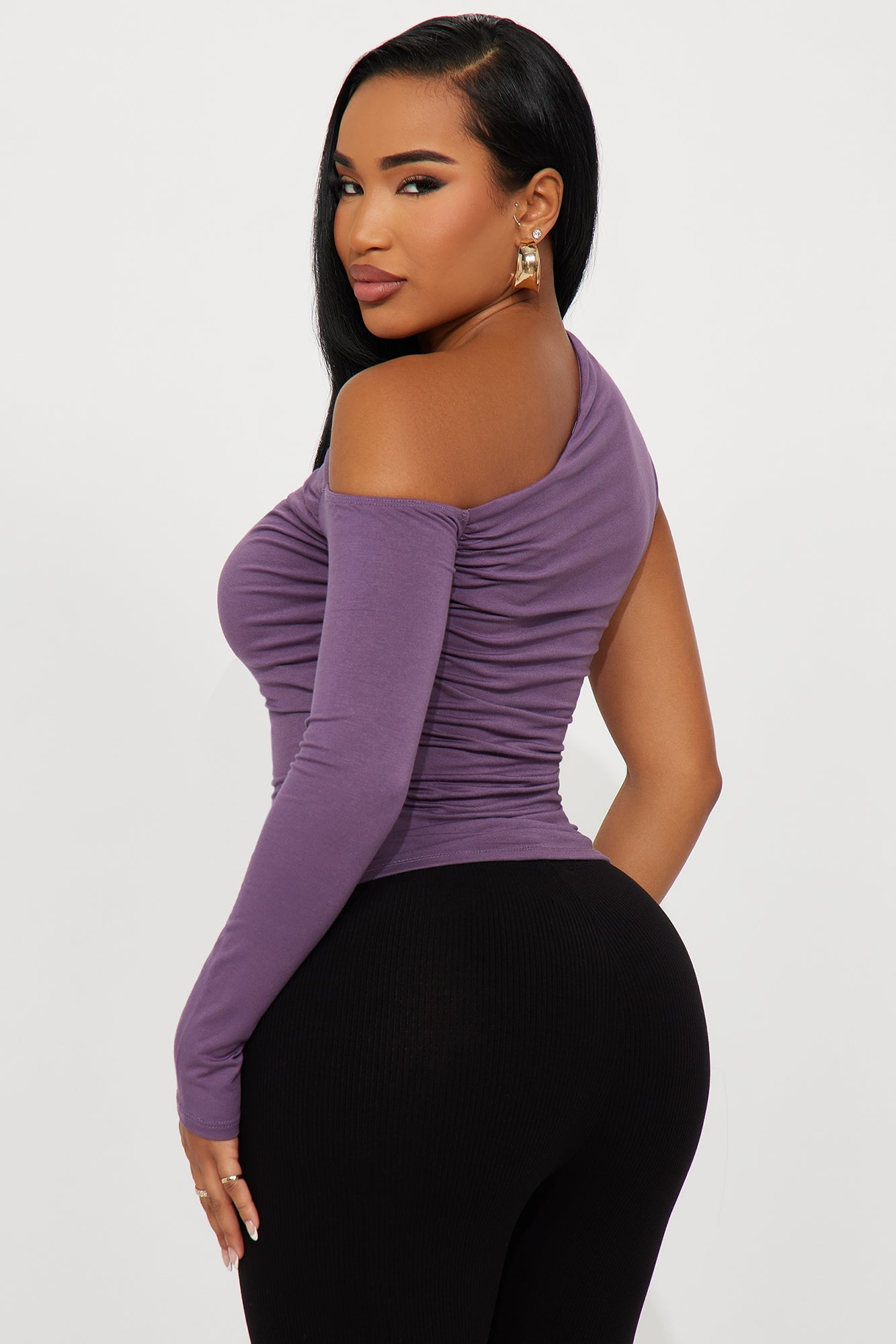 Ashling Ruched Off Shoulder Top - Purple image 6