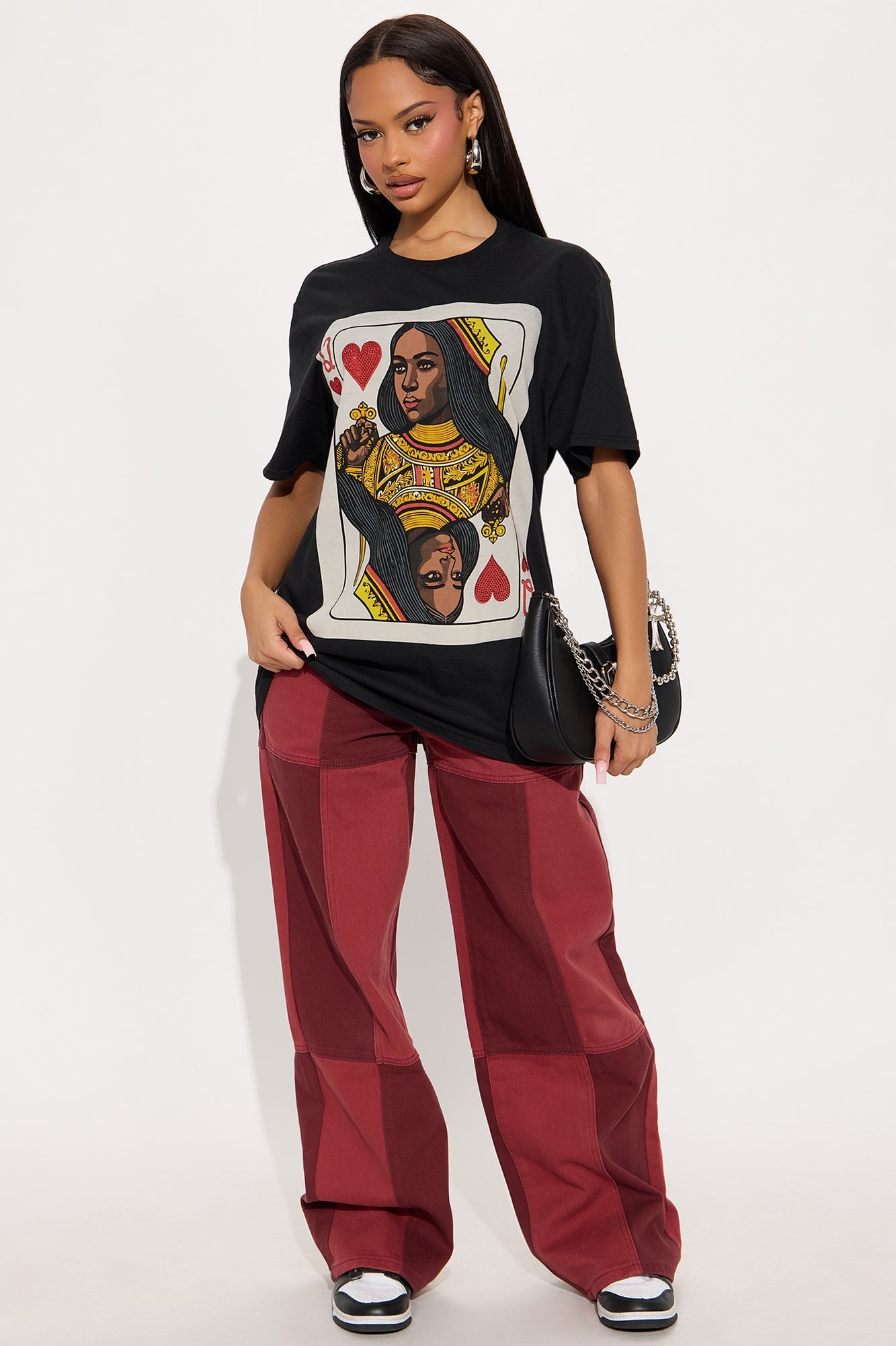 Queen Of Hearts Rhinestone Tee - Black image 4