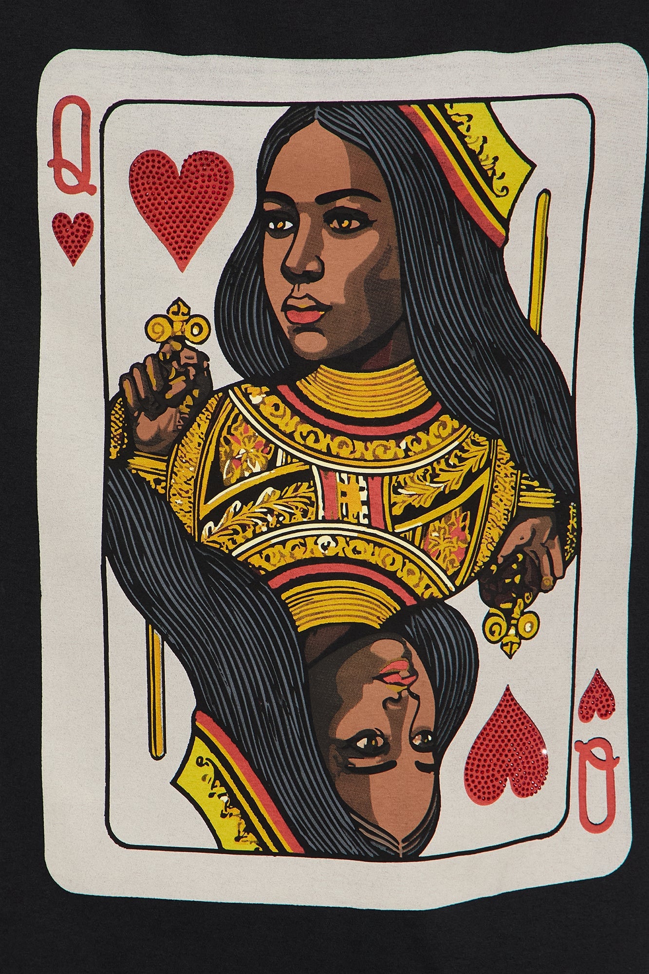 Queen Of Hearts Rhinestone Tee - Black image 5