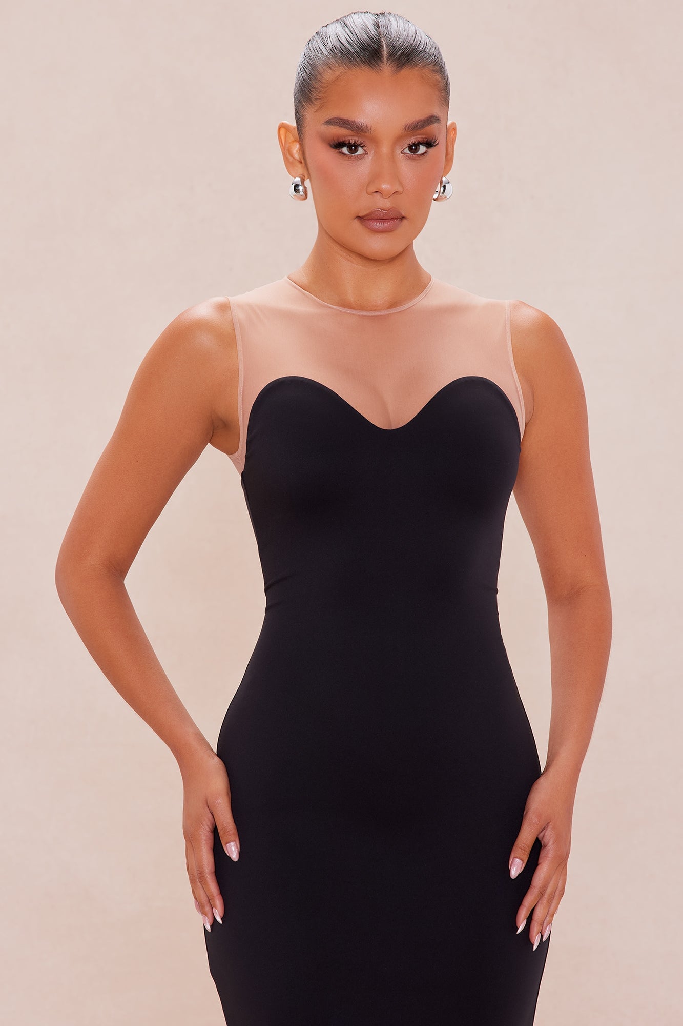Michelle Mesh Cut Out Midi Dress - Black image 2