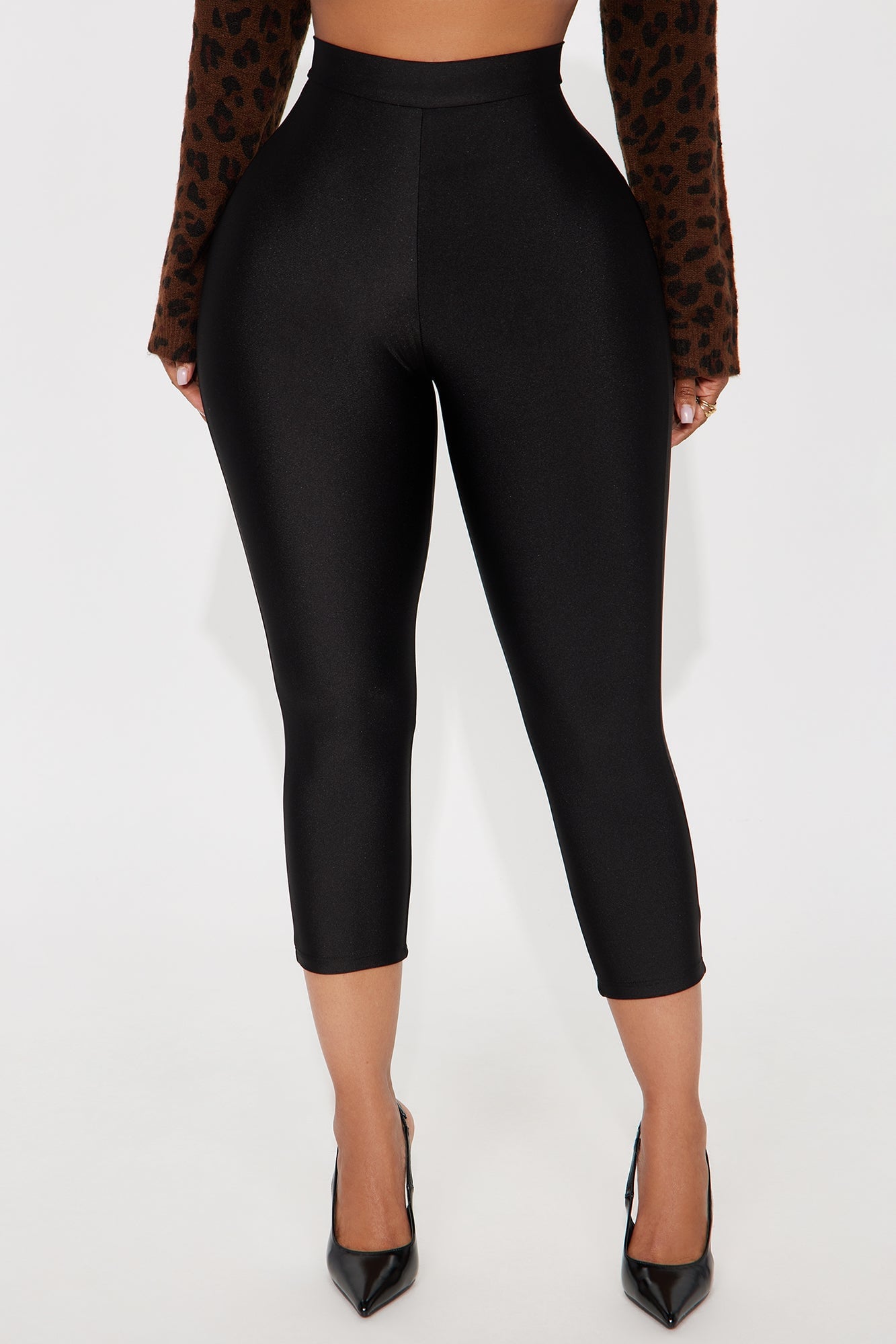 Nikole High Rise Tricot Capri Legging - Black image 5